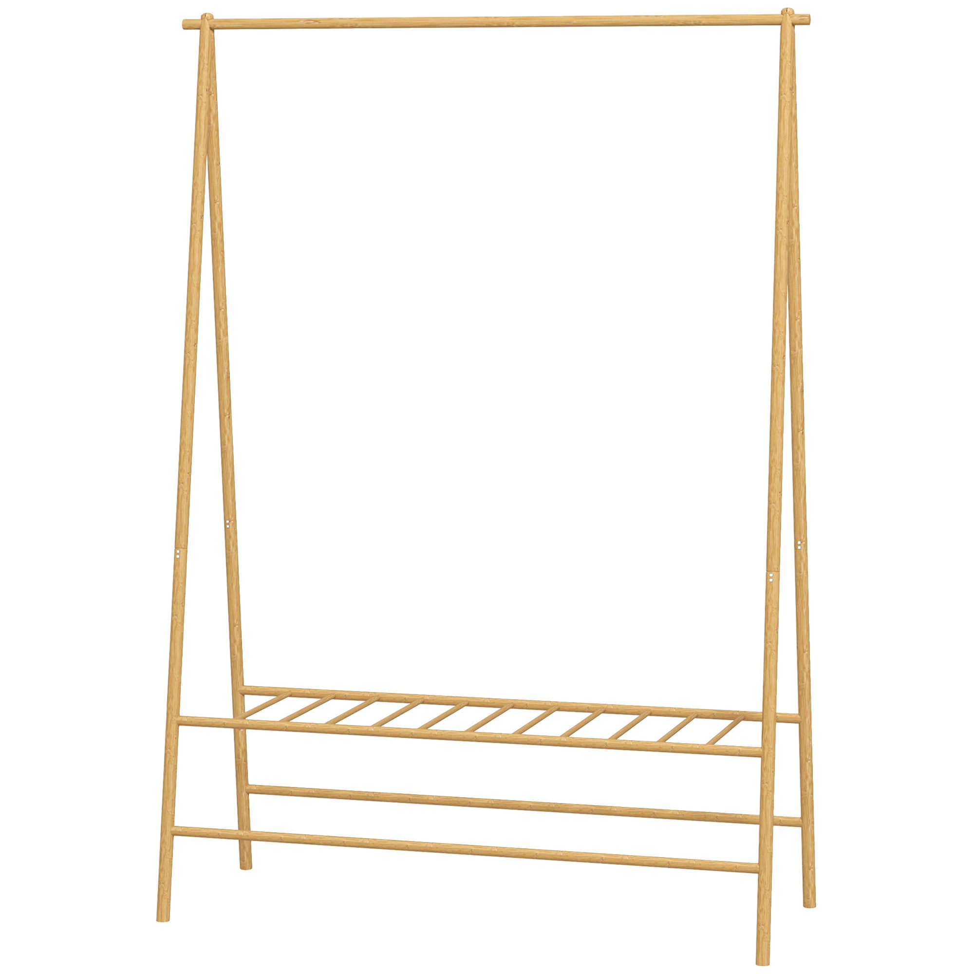 Valet De Chambre En Bambou Relaxdays - Porte-Vêtements Naturel, Cintre + Barres Pantalons, H98,5 X L47 X P36 Cm, Style Épuré