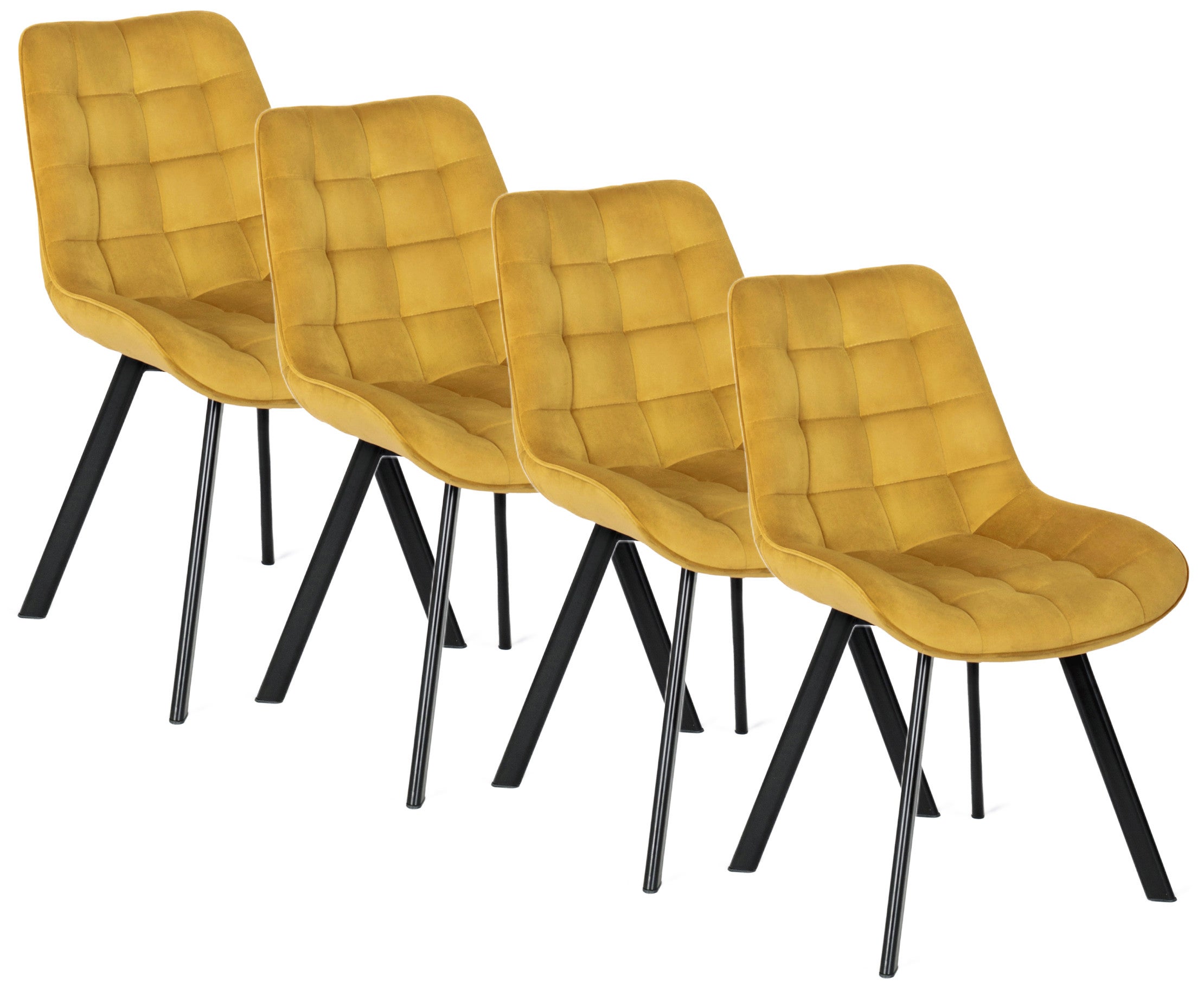 Zestaw 4x Krzesło RICK Welur Musztardowe Jadalni
