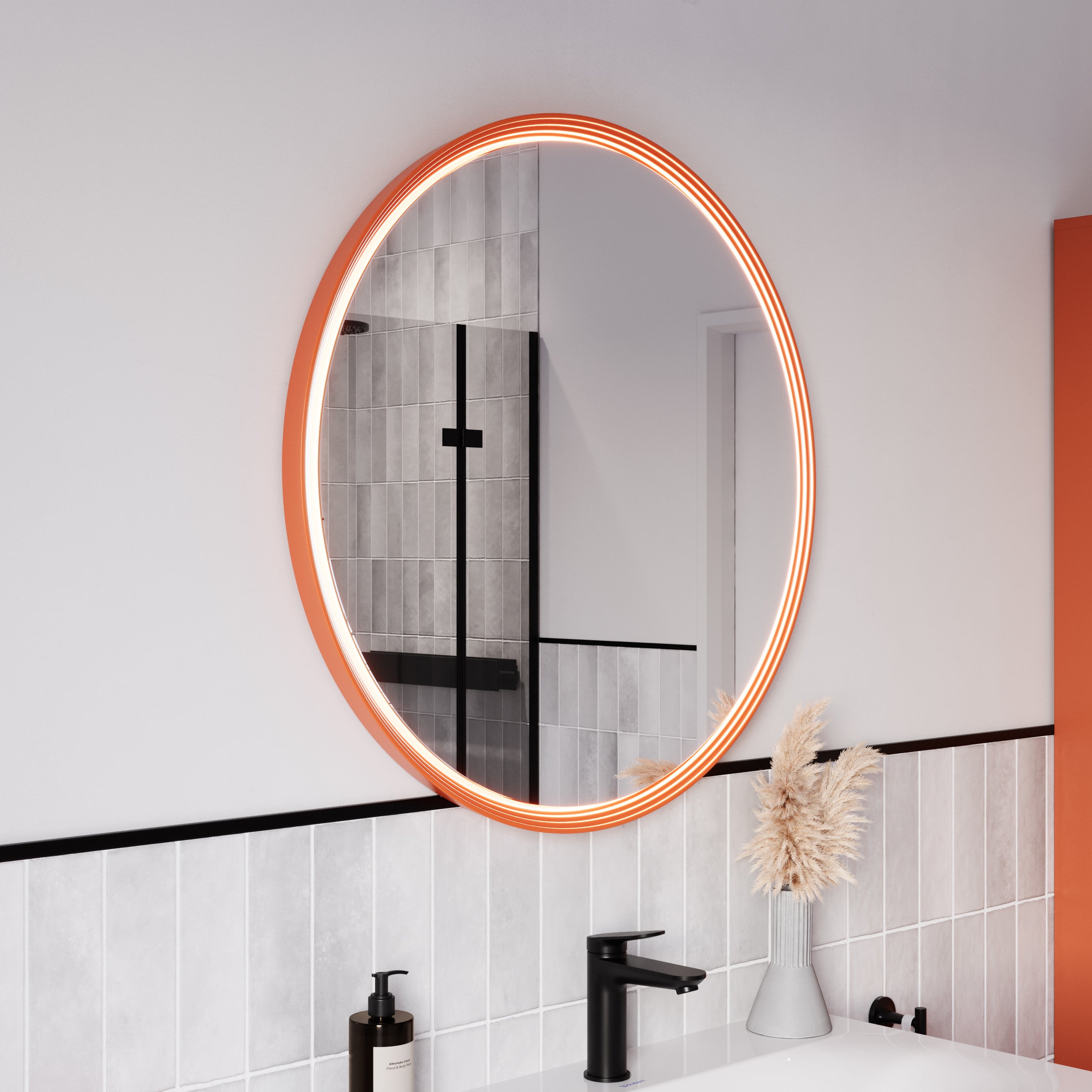 Miroir Salle De Bain Avec LED - 80 Cm Cadre Noir - Anti-Buée - 3 Couleurs Lumière Réglable - Interrupteur Tactile - IP44