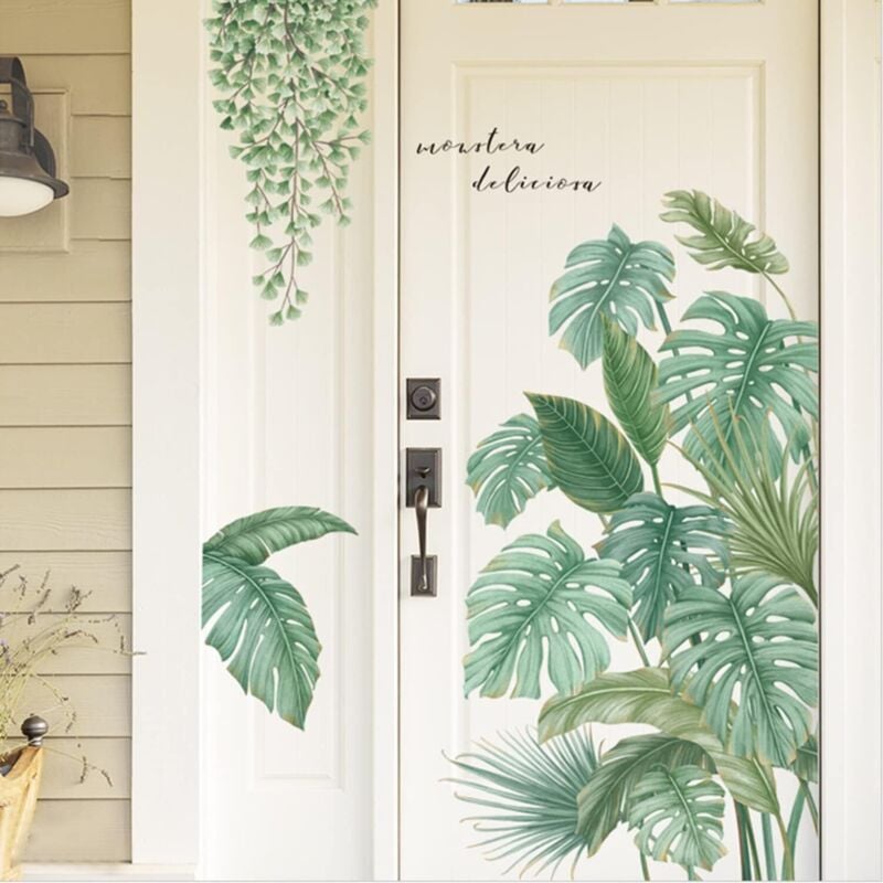 Tropicaux Plante Feuille Palmier Autocollants,Stickers Feuillage,Sticker Mural Feuilles de Vigne,Convient pour Chambre à Coucher,Salon,Bureau,Etc - 5