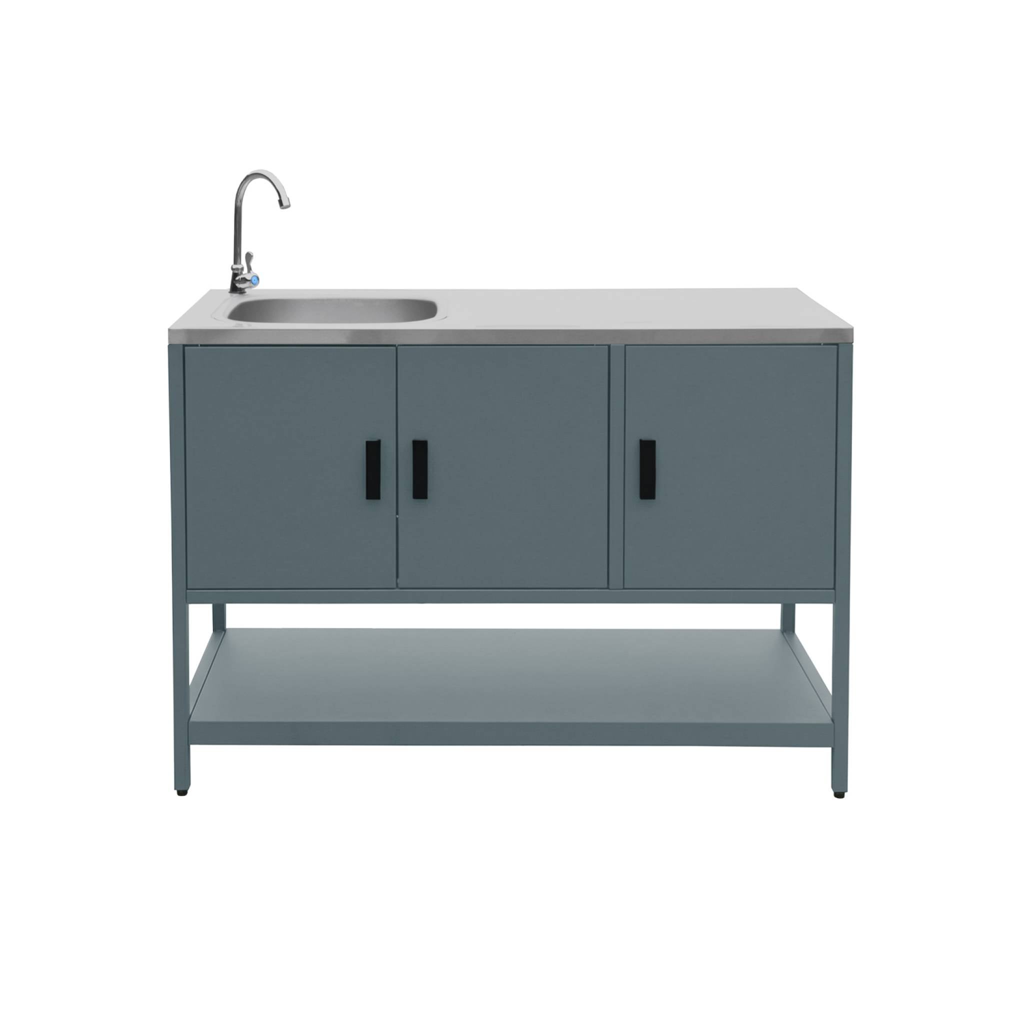 Módulo de cozinha exterior em aço com lava-loiças, L120cm, Naxos, Azul cinza, 120x87.5x112.5 cm - 2