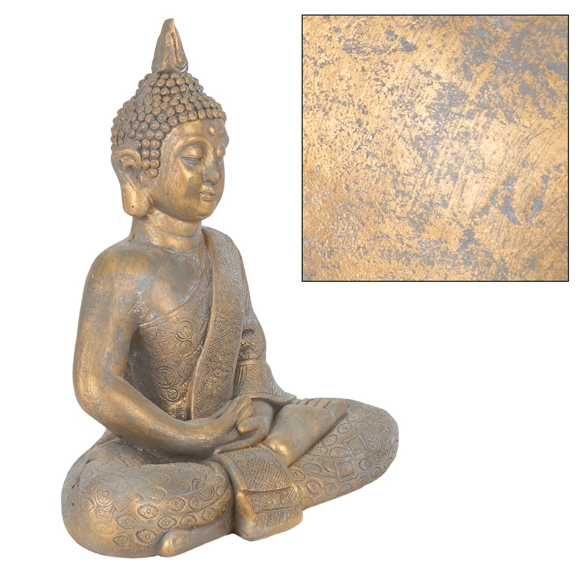 Statue Bouddha Jardin Décoration Intérieur Extérieur Feng Shui En Pierre 48 Cm - 4