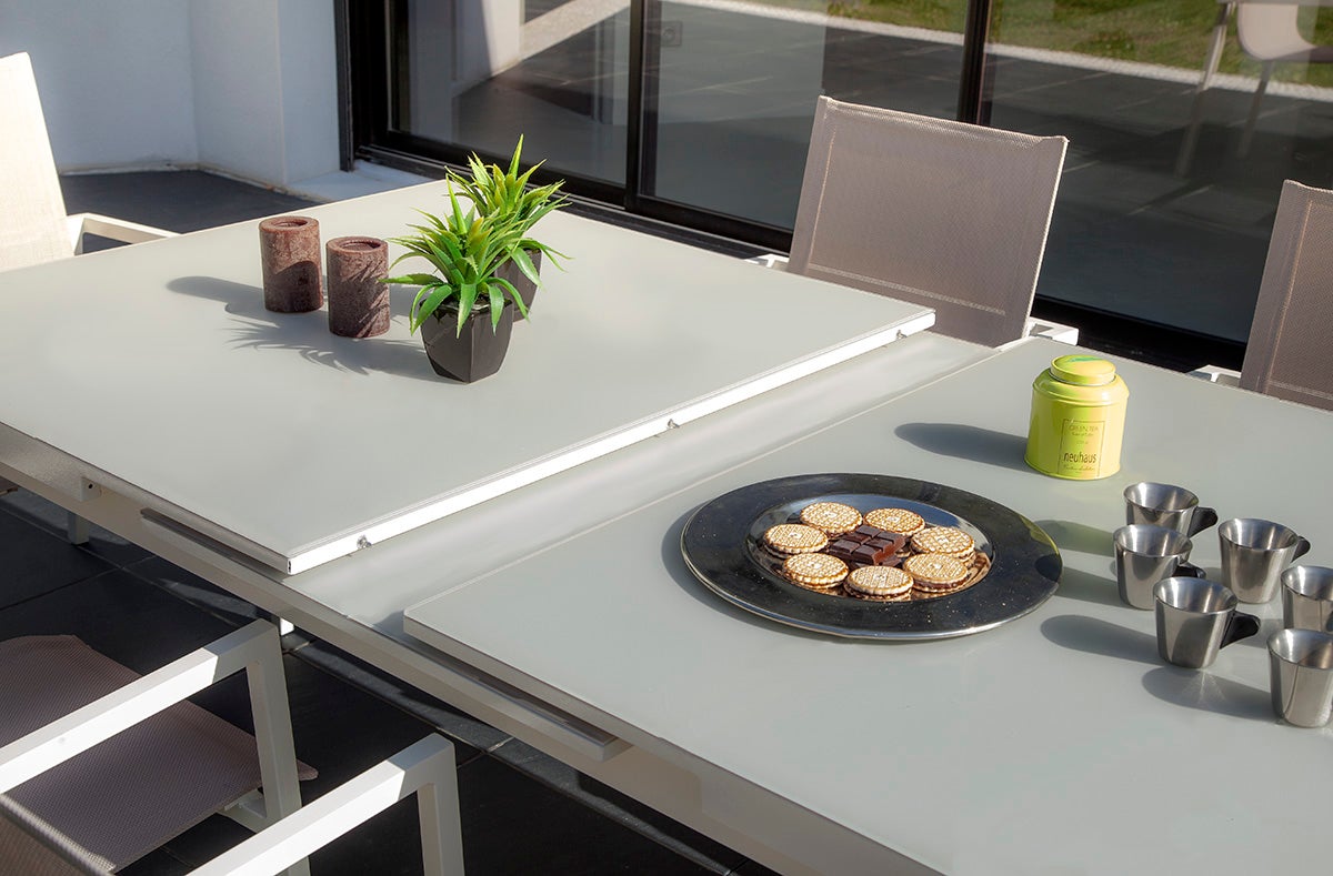 Table de jardin rectangulaire en aluminium gris perle Ibiza Perle - 6/8 places - Jardiline - 2