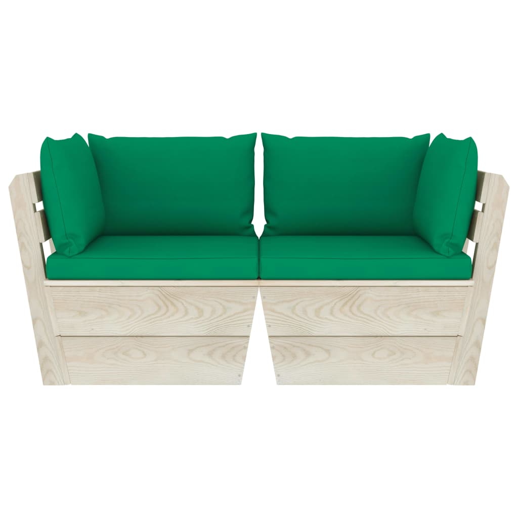 Divano da giardino pallet 2 posti con cuscini in legno di abete 02_0013280 - 2