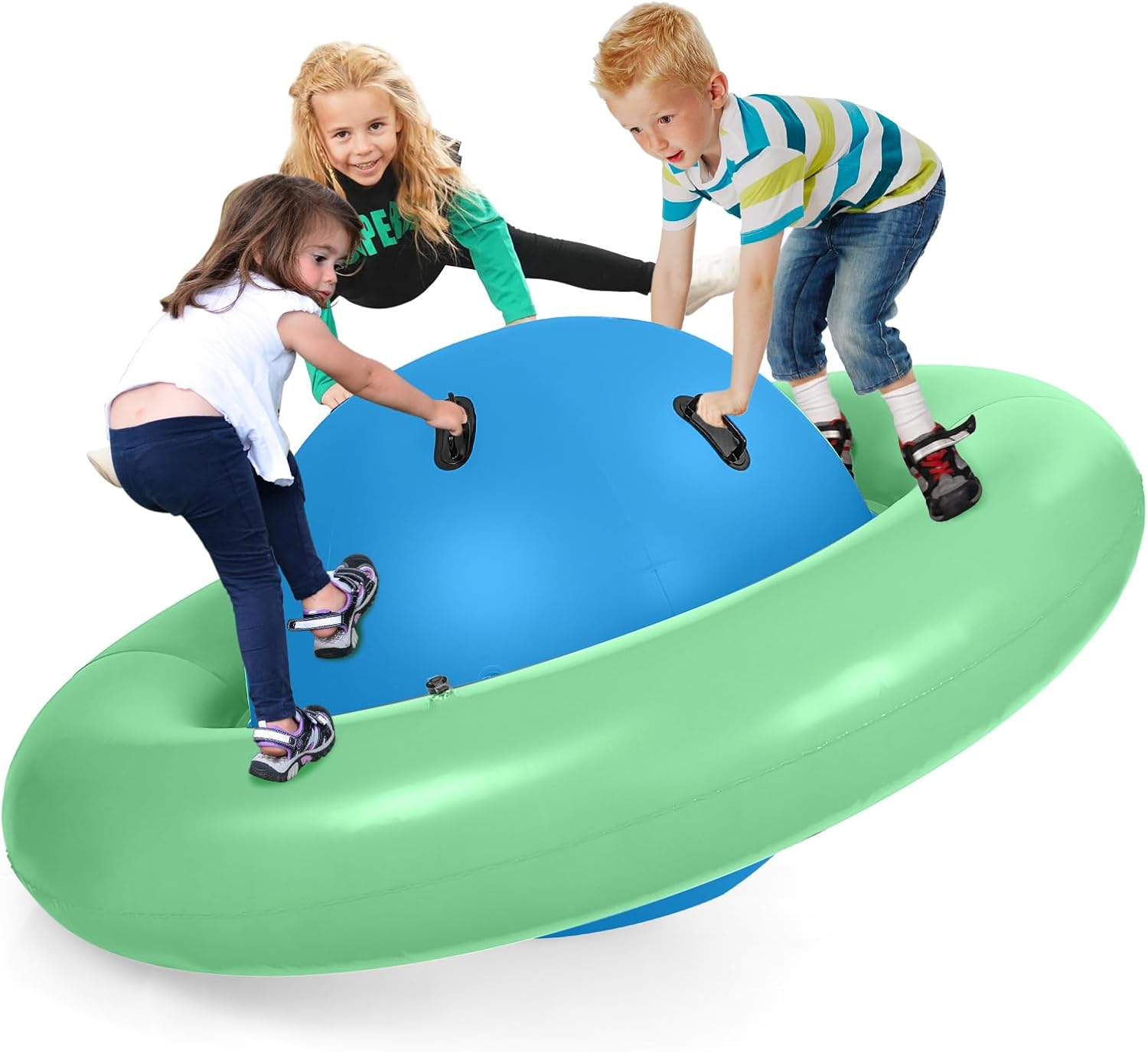 Nadmuchiwana Huśtawka dla Dzieci, dla Maksymalnie 3 Dzieci, Nośność 113 kg, dla Dzieci Powyżej 5 lat, Pompa nie Wchodzi w Skład Zestawu (Zielona)