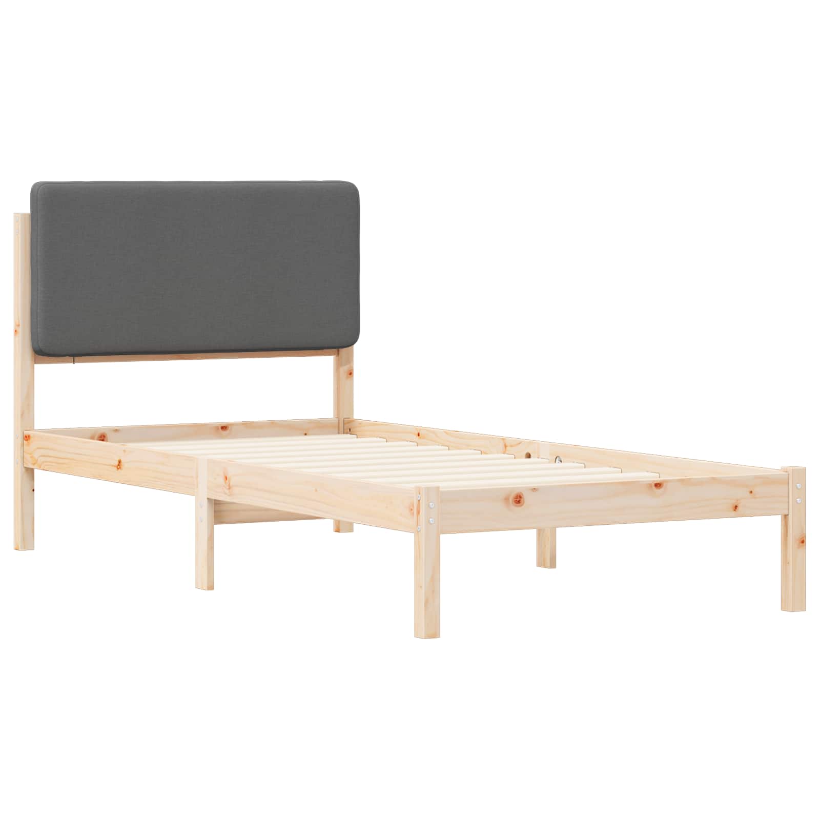 Cadre de lit avec tête de lit rembourrée gris foncé, 75 × 190 cm - 4