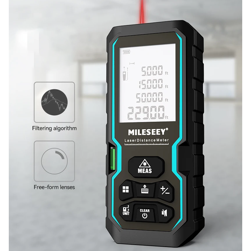 Tester laser 50M con controllo numerico dell'angolo, controllo elettronico, unità metro/poise/tubo e modalità Pitagora - 8