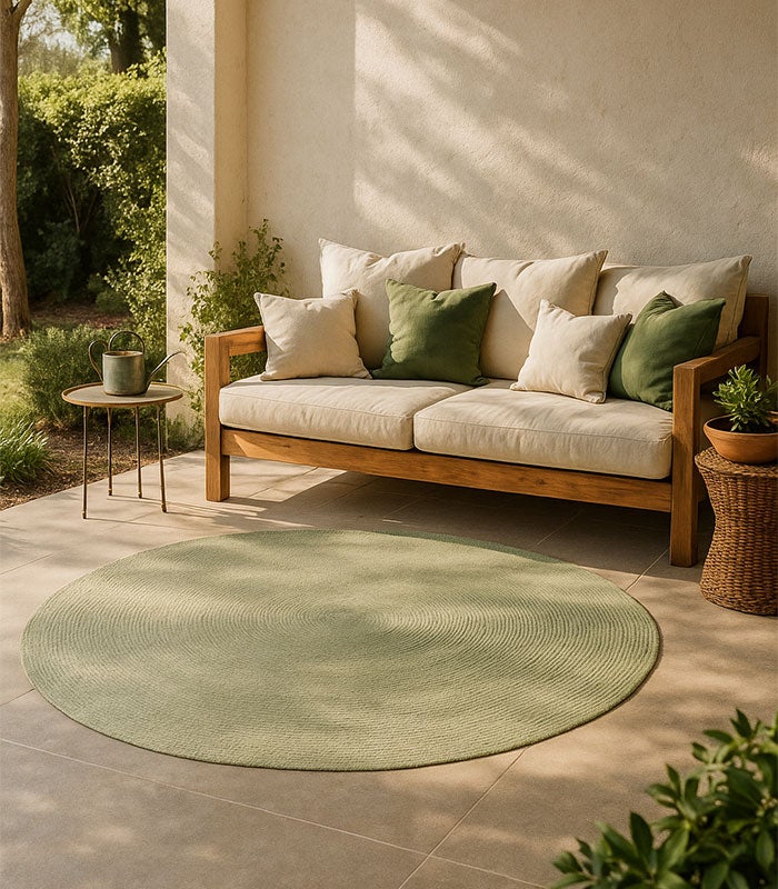 Hamid - Tapis rond d'extérieur et d'intérieur NANSA VERT 120X120 - 2