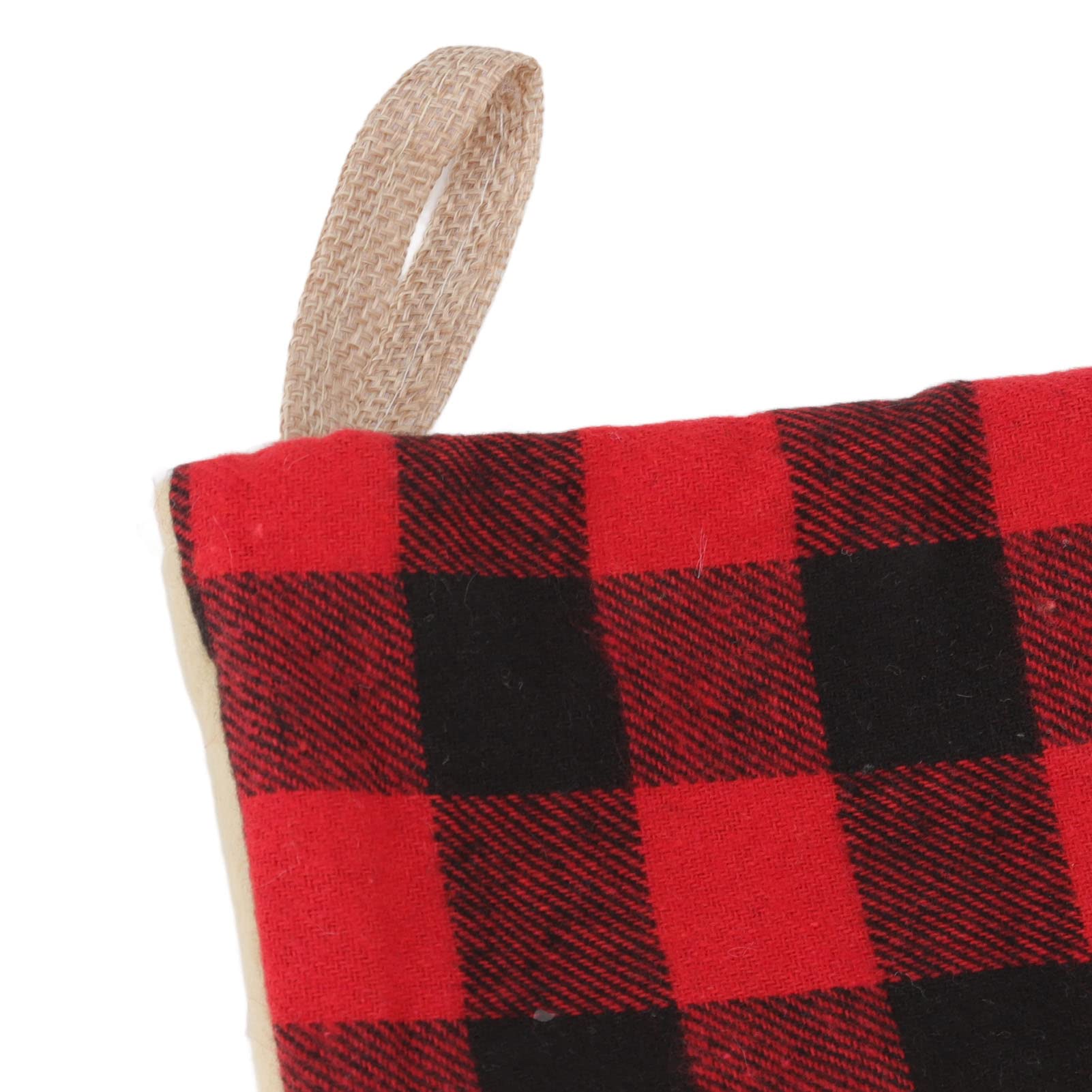 Decoração de Natal, Meia de Natal Xadrez Vermelha Padrão 3D Pendurado Natal - 8