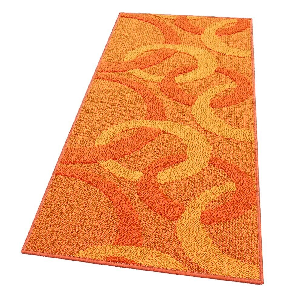 Dywanik Kuchenny 50x80 Cm Trójwymiarowy Okręgi 3D Absorbent Miękki Nowoczesny Antypoślizgowy Pomarańczowy