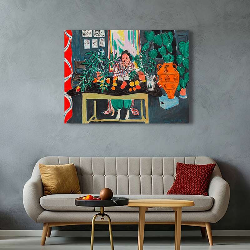 Tableau Matisse - Impression sur toile - Henri Matisse - Intérieur au vase étrusque - 70x50 cm - 3