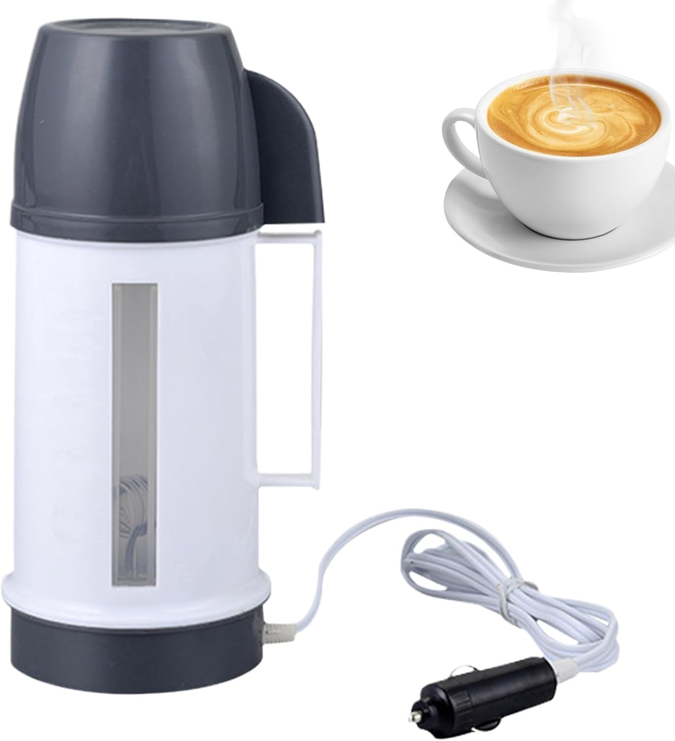 Przenośny elektryczny czajnik samochodowy 12/24 V | Automatyczne wyłączanie | Do dojazdów do pracy, podróży samochodem i na kemping