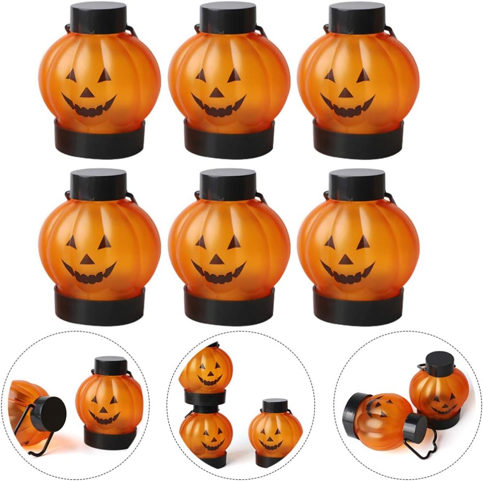Halloweenowa latarnia Jack-O-Lantern, 6-częściowa latarnia Led Jack-O-Lantern, dekoracja ścienna na zewnątrz i wewnątrz nawiedzonego domu