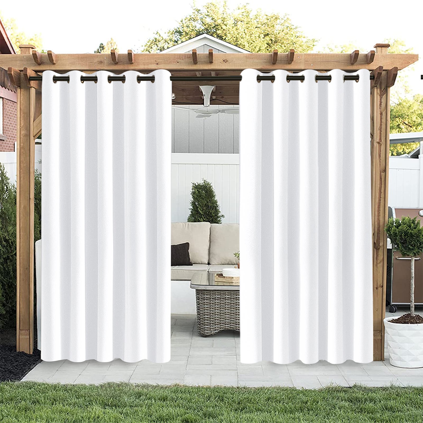 Rideau D'Extérieur Imperméable Anti-UV – Polyester Haute Densité – Pour Terrasse, Pergola, Tonnelle – Protection Pluie & Soleil – Plusieurs Tailles