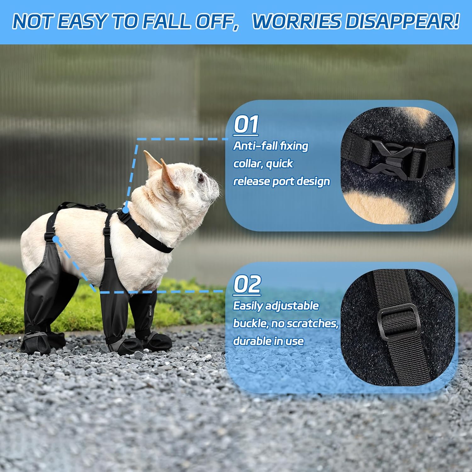 Capas para sapatos de cachorro, à prova d'água, antiderrapante, ajustável, adequada para cães pequenos e médios, L - 2