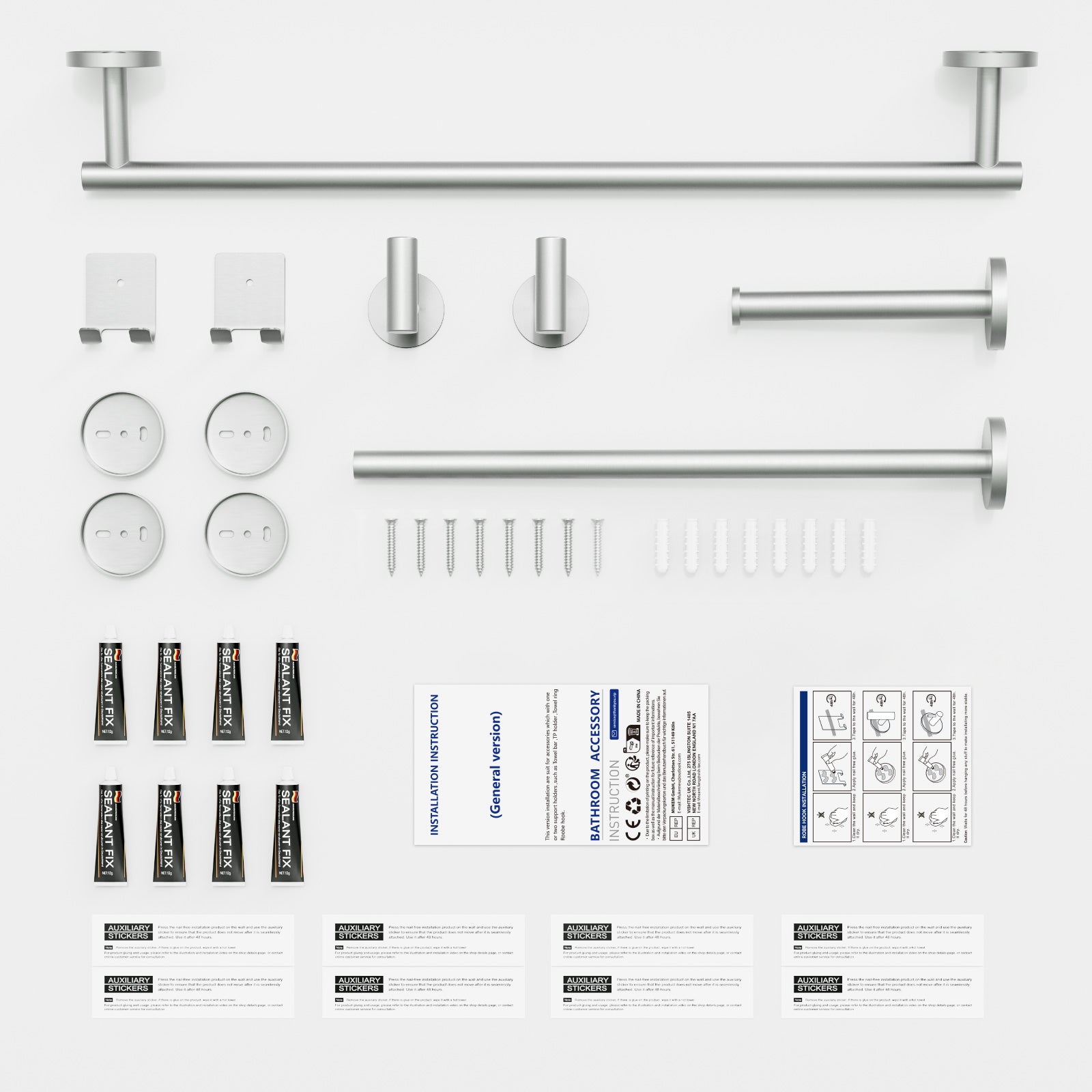 Cecipa MAX Portasciugamani da Parete Porta Carta Igienica da Bagno Set da Appendere per Bagno in Acciaio Inossidabile Spazzolato 4 Pezzi - 9