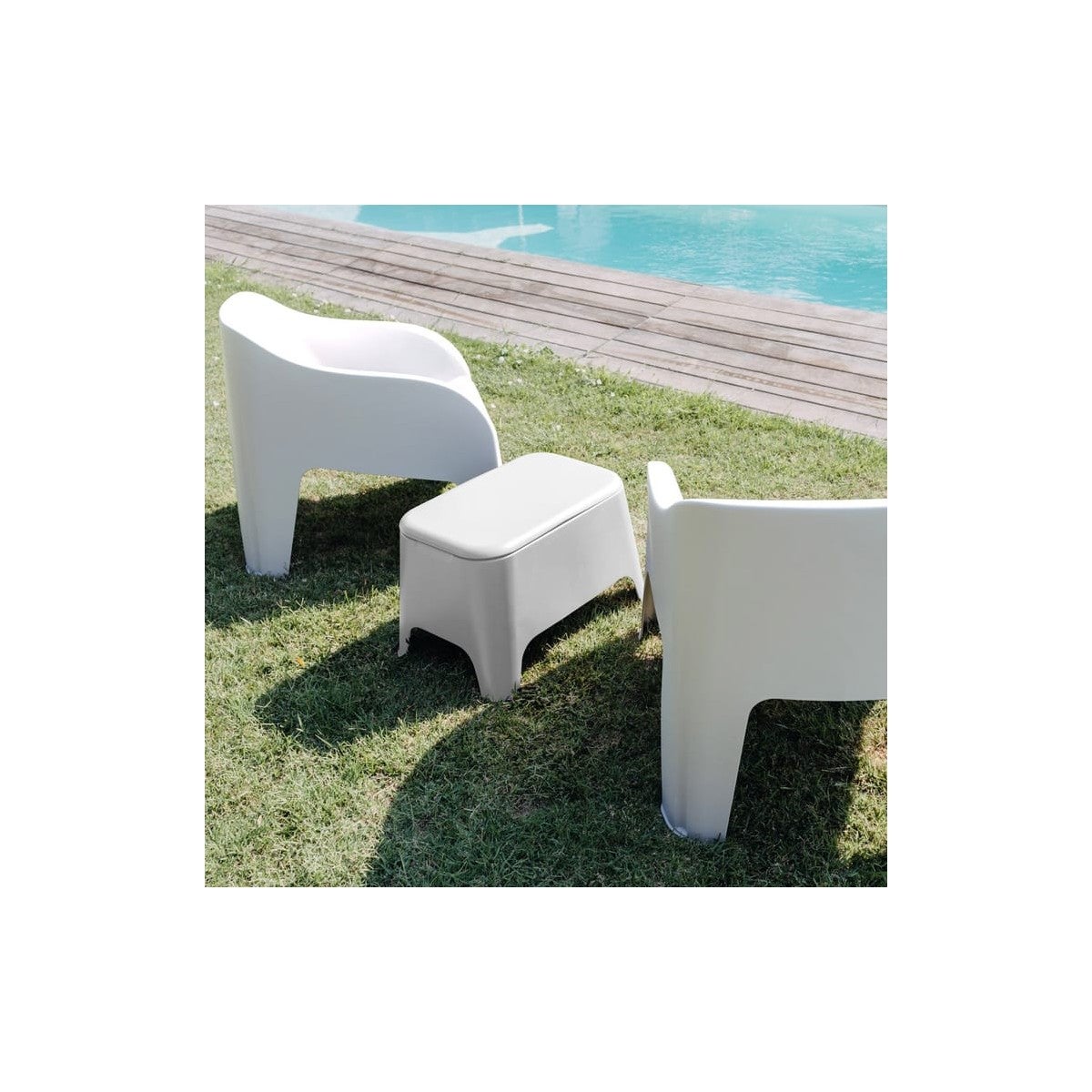 Tavolino in Resina da Esterno-Giardino Portaoggetti Petra Bianco - 6