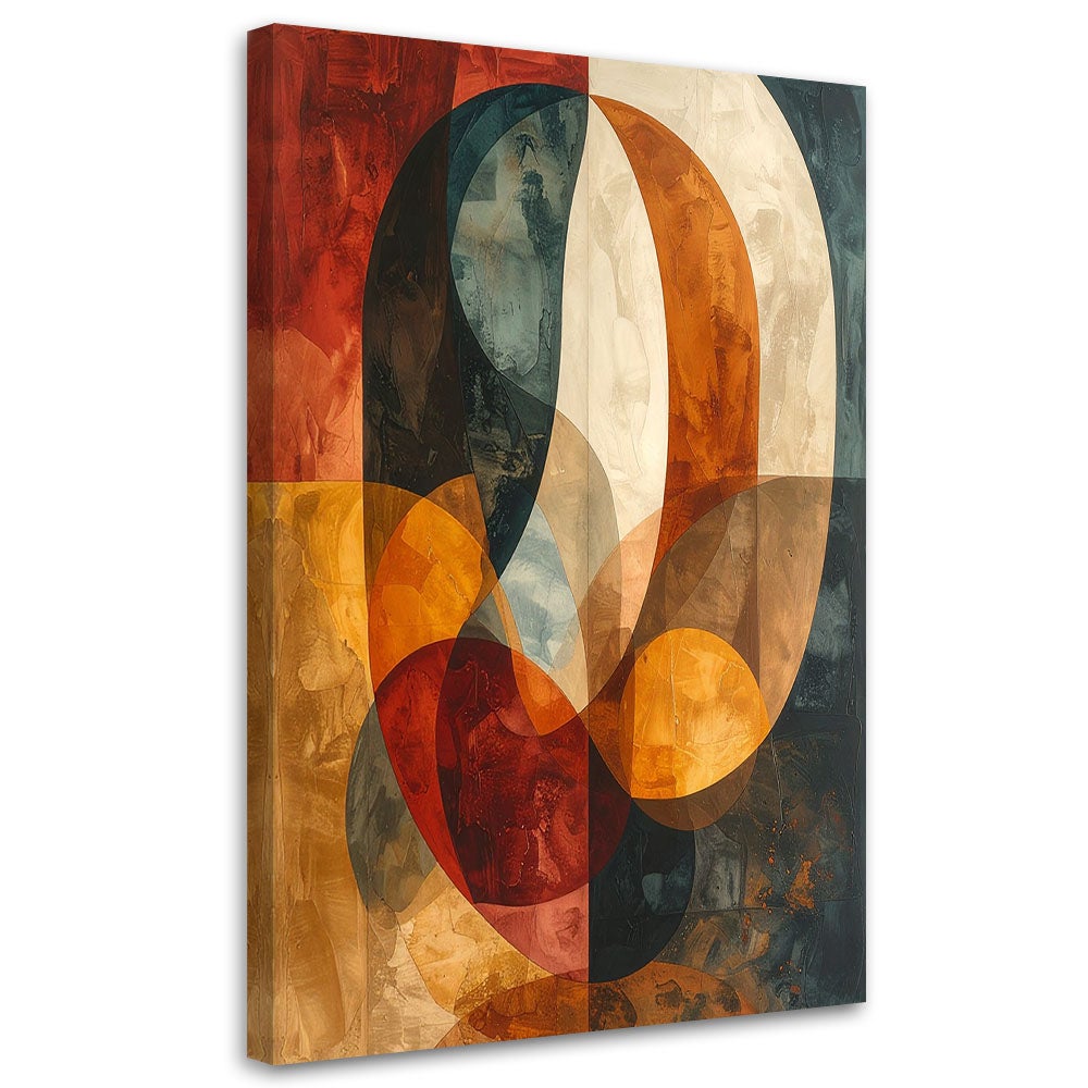 Obraz na płótnie do salonu, Abstrakcja geometria w beżowo złotych i rudo brązowych odcieniach 40x60