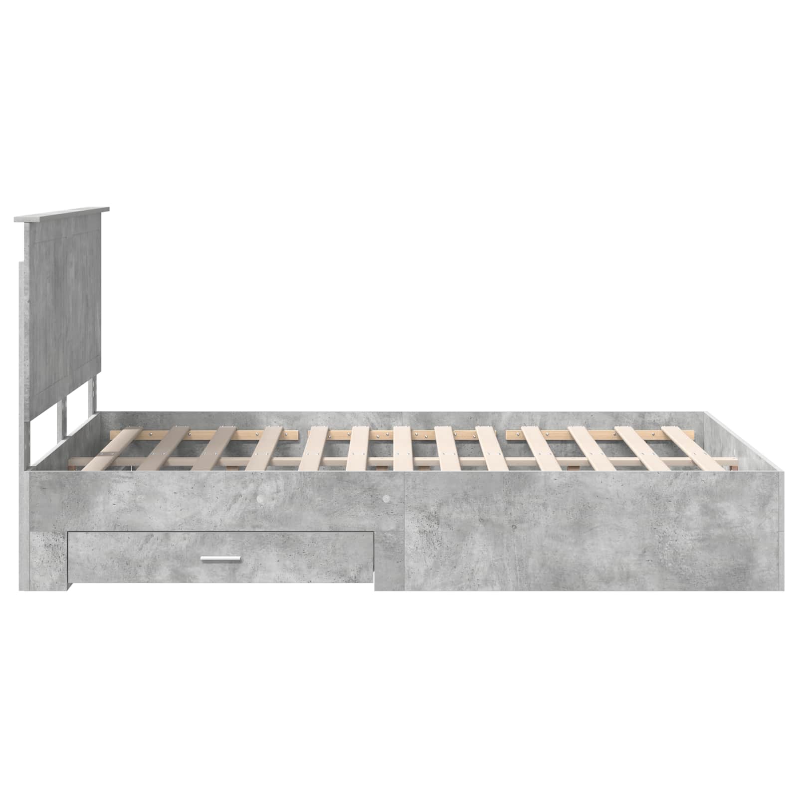 Cadre de lit en panneau de bois, gris béton, pour la chambre, 135 × 190 cm - 9