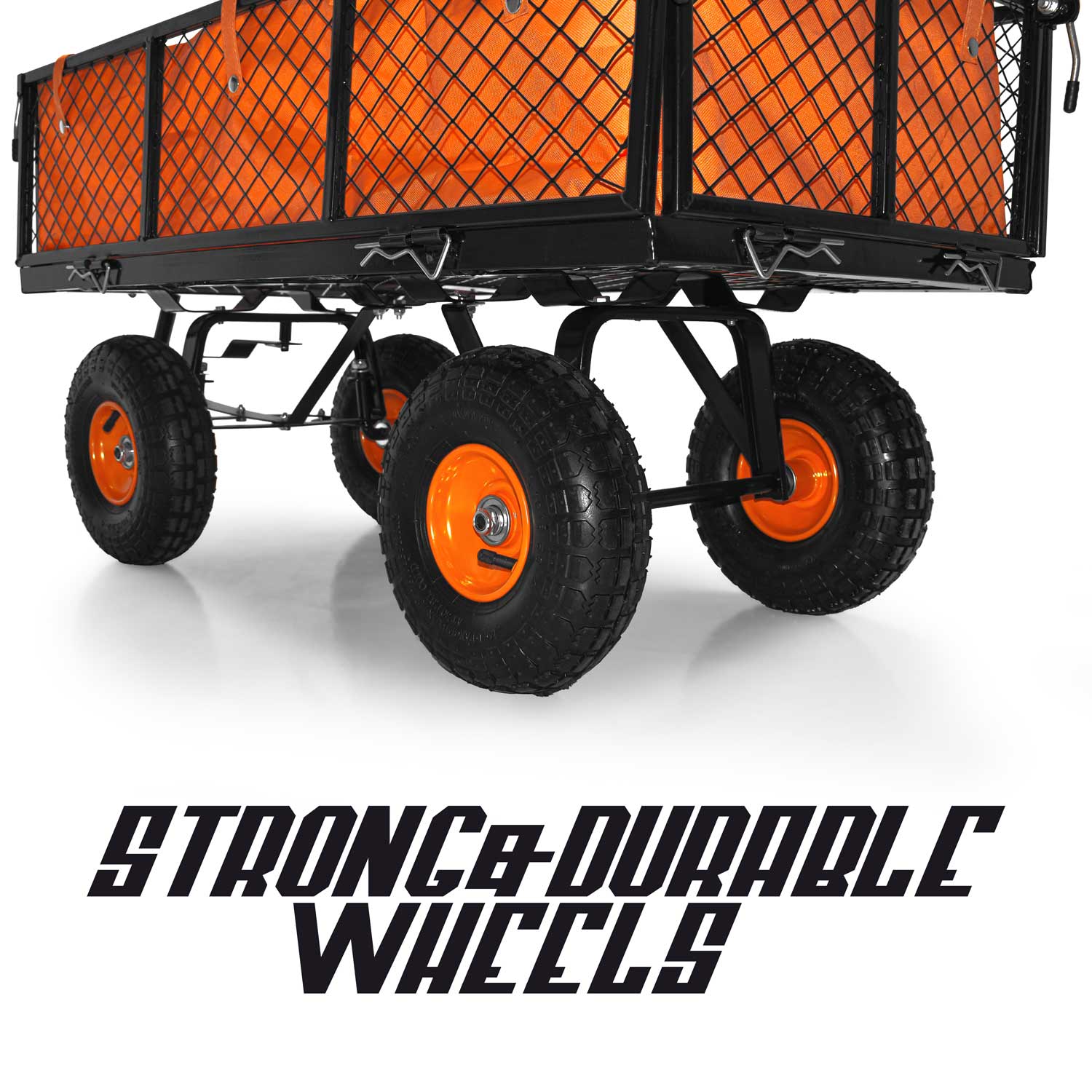 Chariot De Remorque Pour Outils De Jardin En Fer Avec Bâche Charge Maximale 550kg Avec Grille Supplémentaire - 3