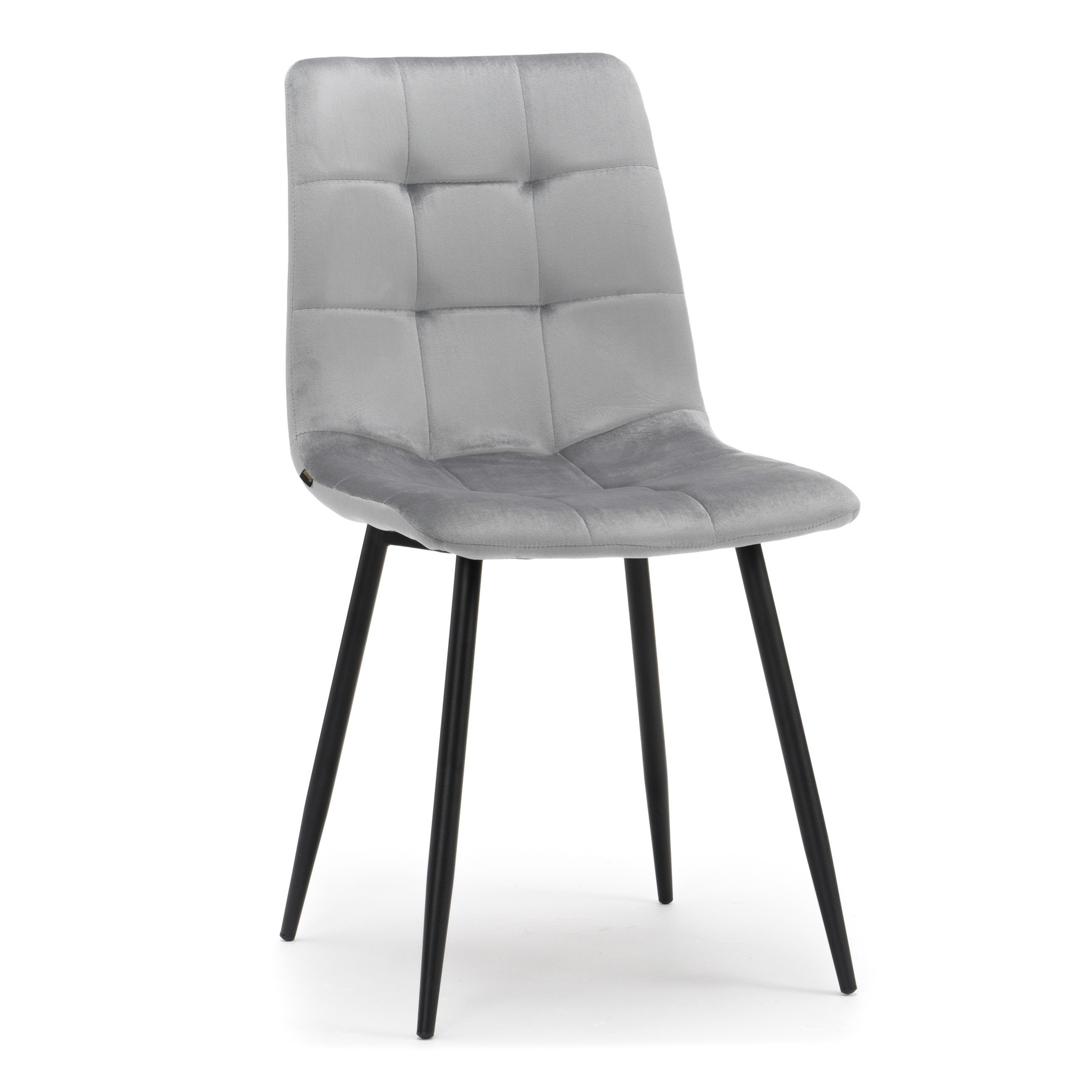 Krzesło tapicerowane pikowane welurowe do salonu PARMA jasnoszare