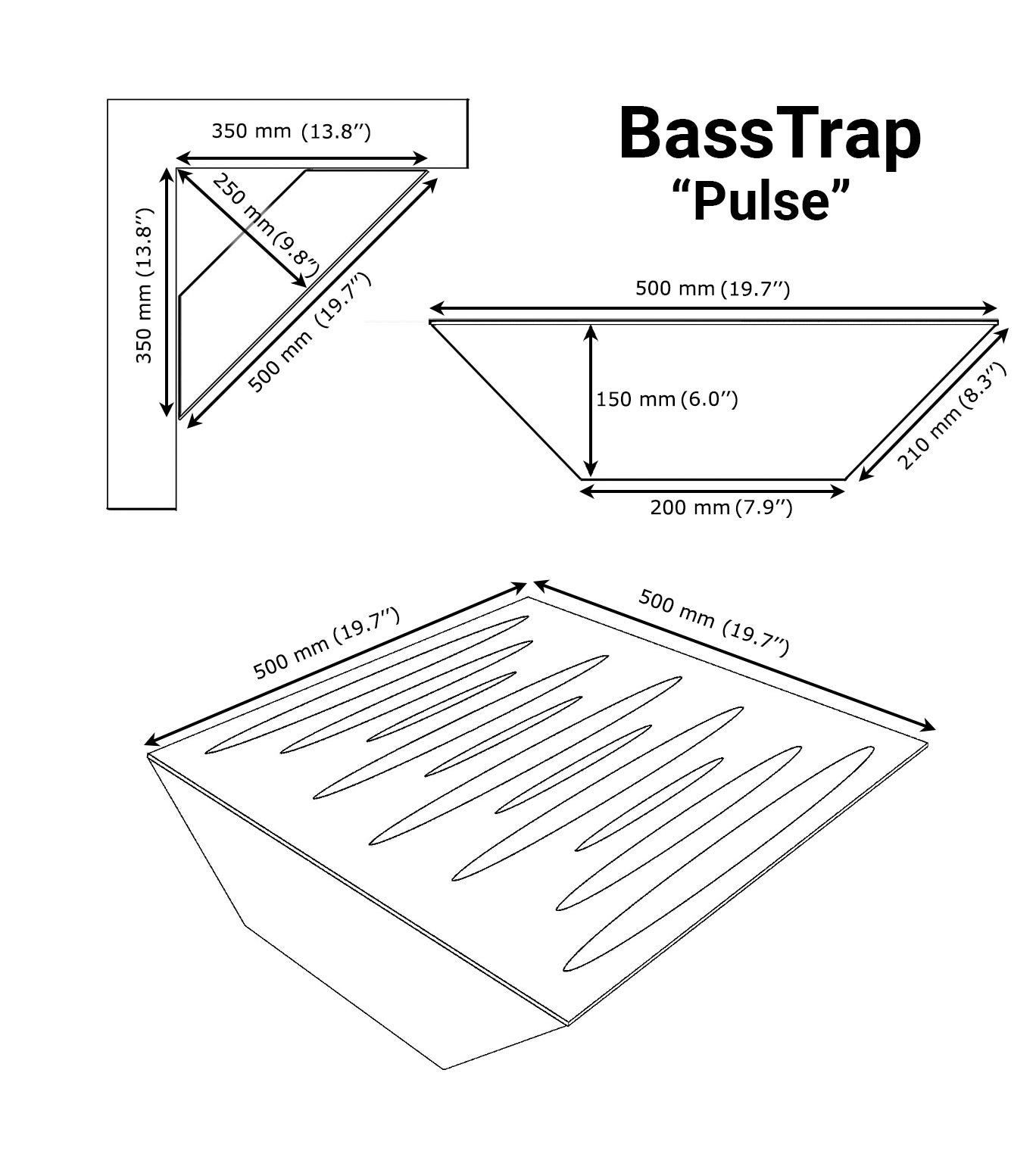 Lot de 2 Pièges à basses PULSE acoustiques insonorisants 50x50x15 cm -Plastique perforé et mousse acoustique -Blanc brilliant - 6