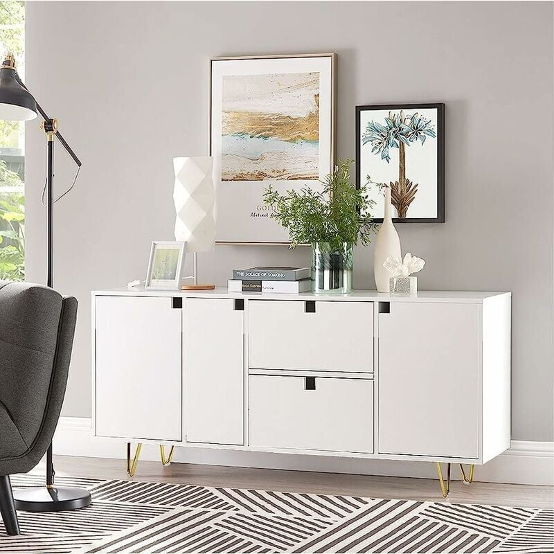 Paquet de 4 pieds de meubles en métal doré de 6 pouces, pour armoires, meuble TV, commodes, projets de bricolage - 5