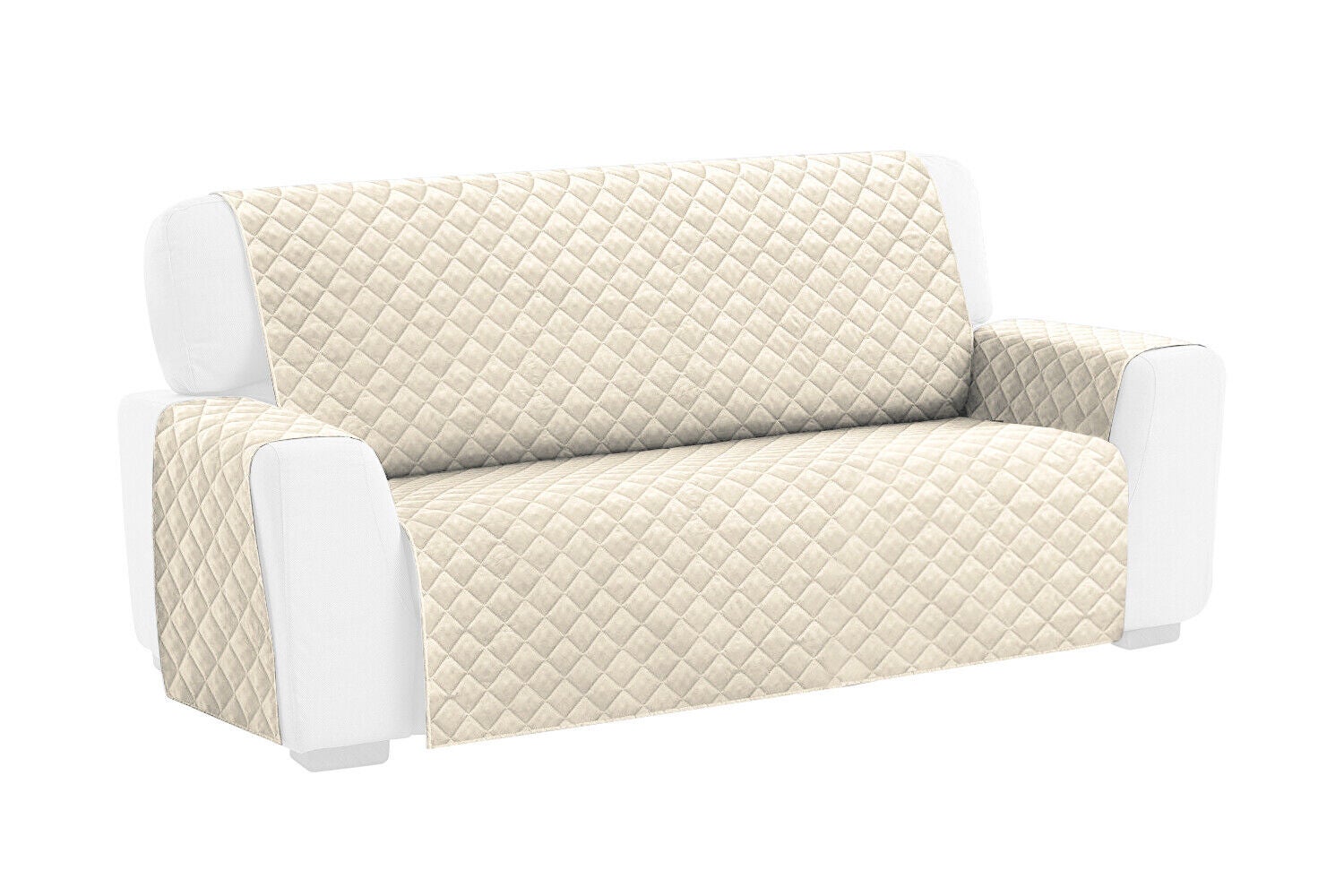 Housse de canapé Matelassée 3 Places Douce Protégez Sofa Fauteuil Couleur unie Crème - 4