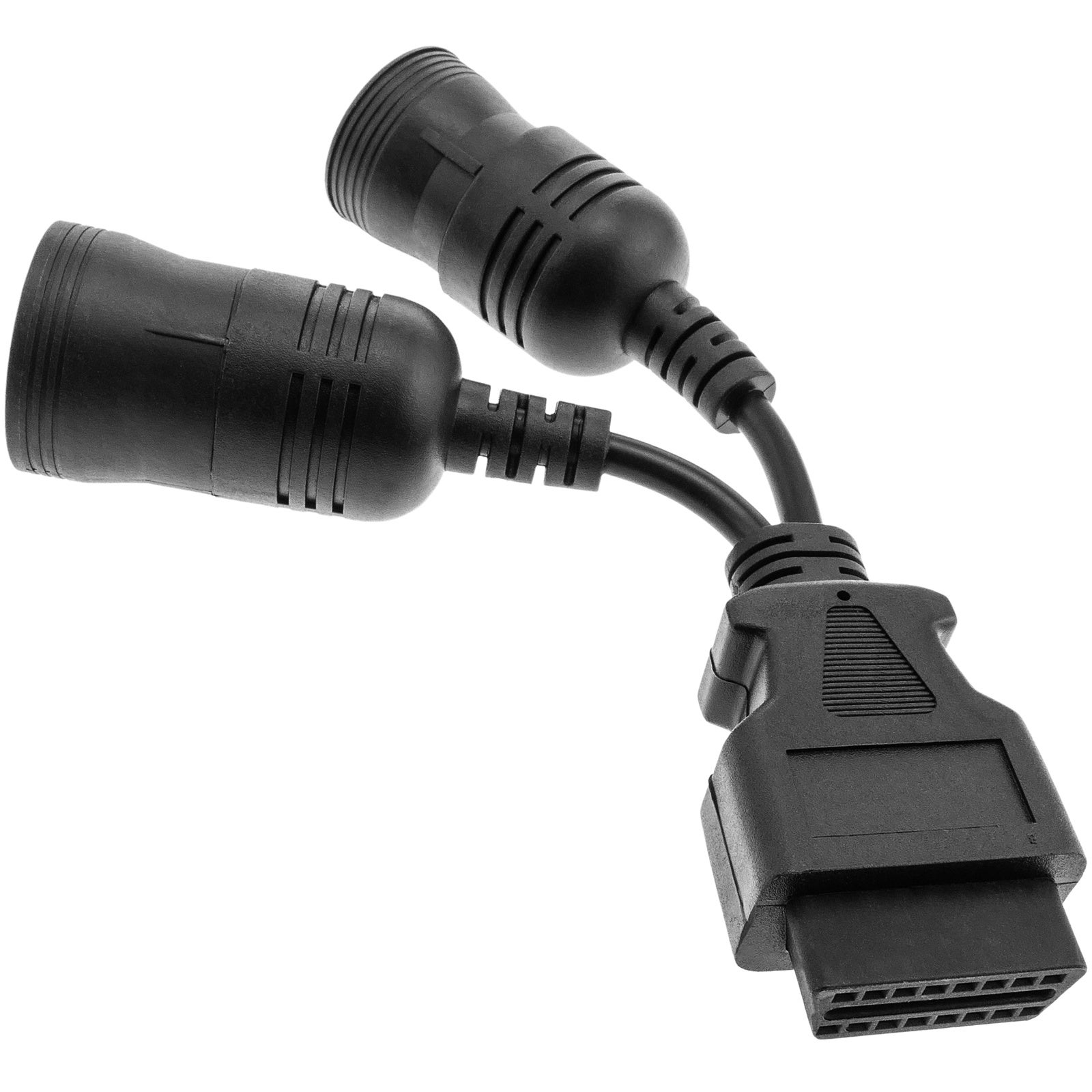 BeMatik - Cavo sdoppiatore OBD2 16 pin maschio da 90º a tripla femmina