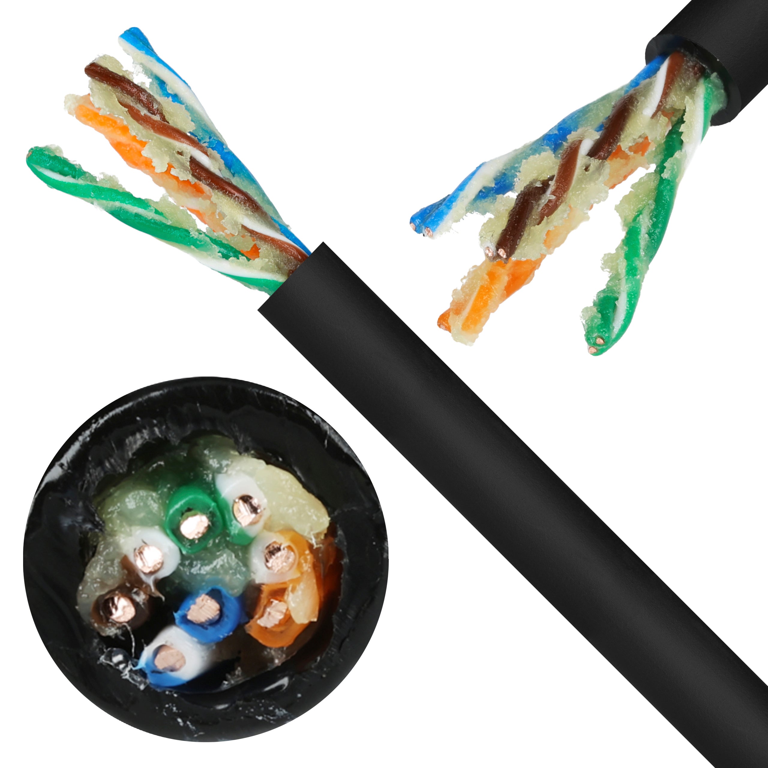 Kabel sieciowy U/UTP kat.5e skrętka 4x2x0,5mm zewnętrzny żelowany PE czarny Bitner BiTLAN 100m