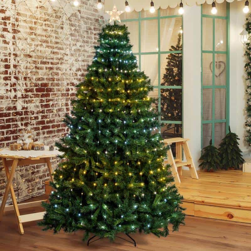 Rideau Manteau Lumineux Vert pour sapins H210-240cm, 440 GOUTTES de ...