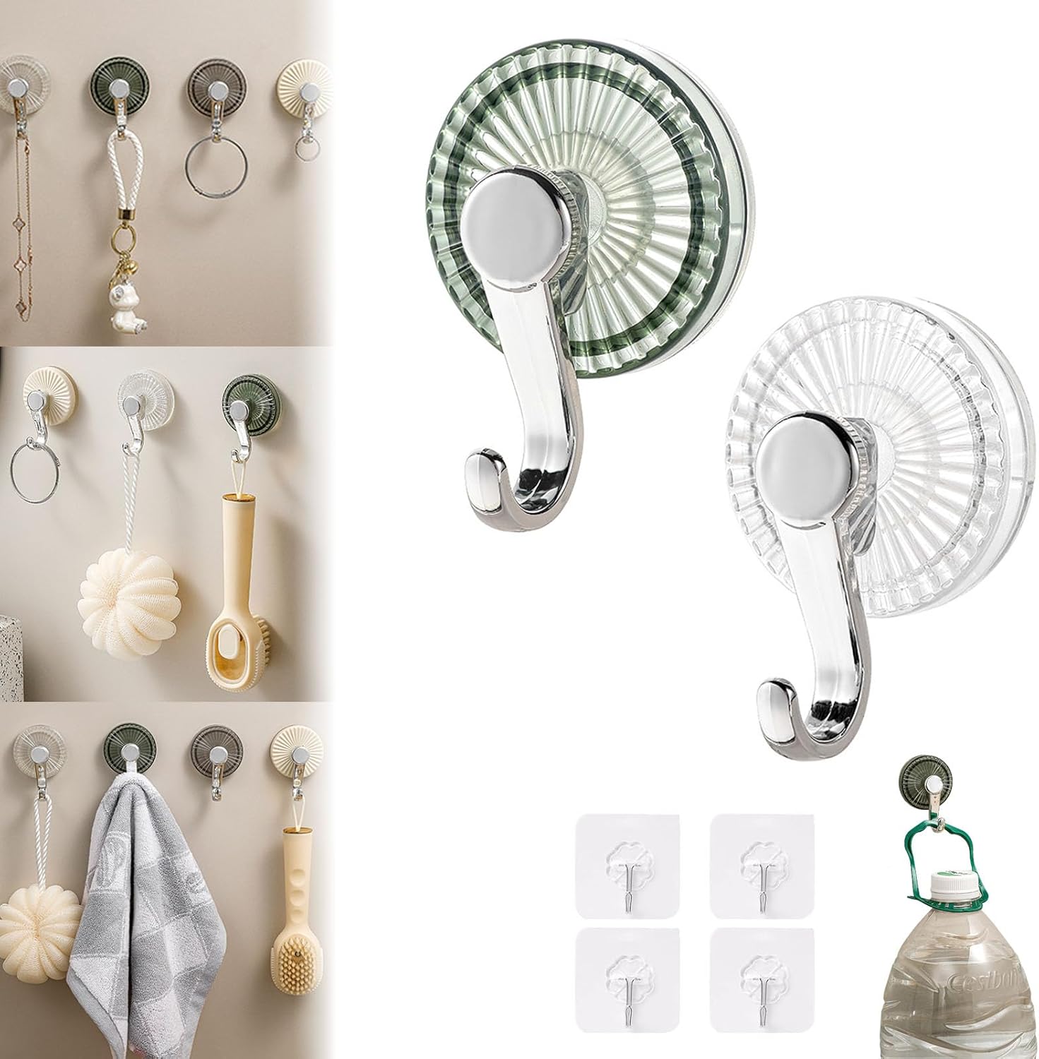 WJUAN Crochets à Ventouse Puissants X10 (4,5cm) – Sans Perçage, 2kg De Charge, Fixation Sous Vide, Pour Carrelage/verre, Plastique ABS, Transparents