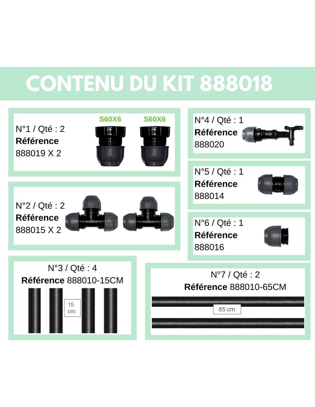 Kit Raccordement 2 Cuves eau 1000 L - S60X6 / S60X6 - 4