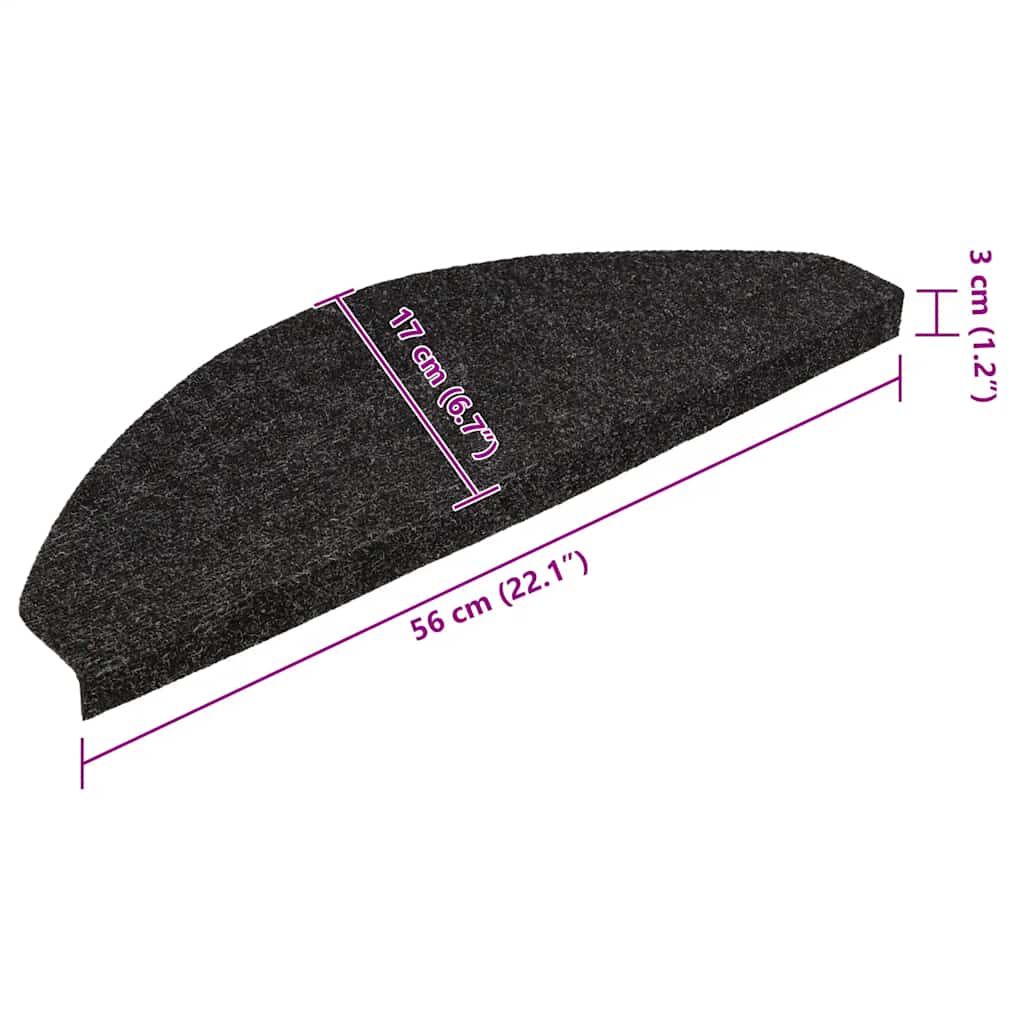 Tapis d'escalier auto-adhésifs 30 pcs noir 56x17x3 cm vidaXL - 3