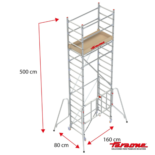 Andamio aluminio faraone rapido 160, 80×160, altura de trabajo 6.00 m.