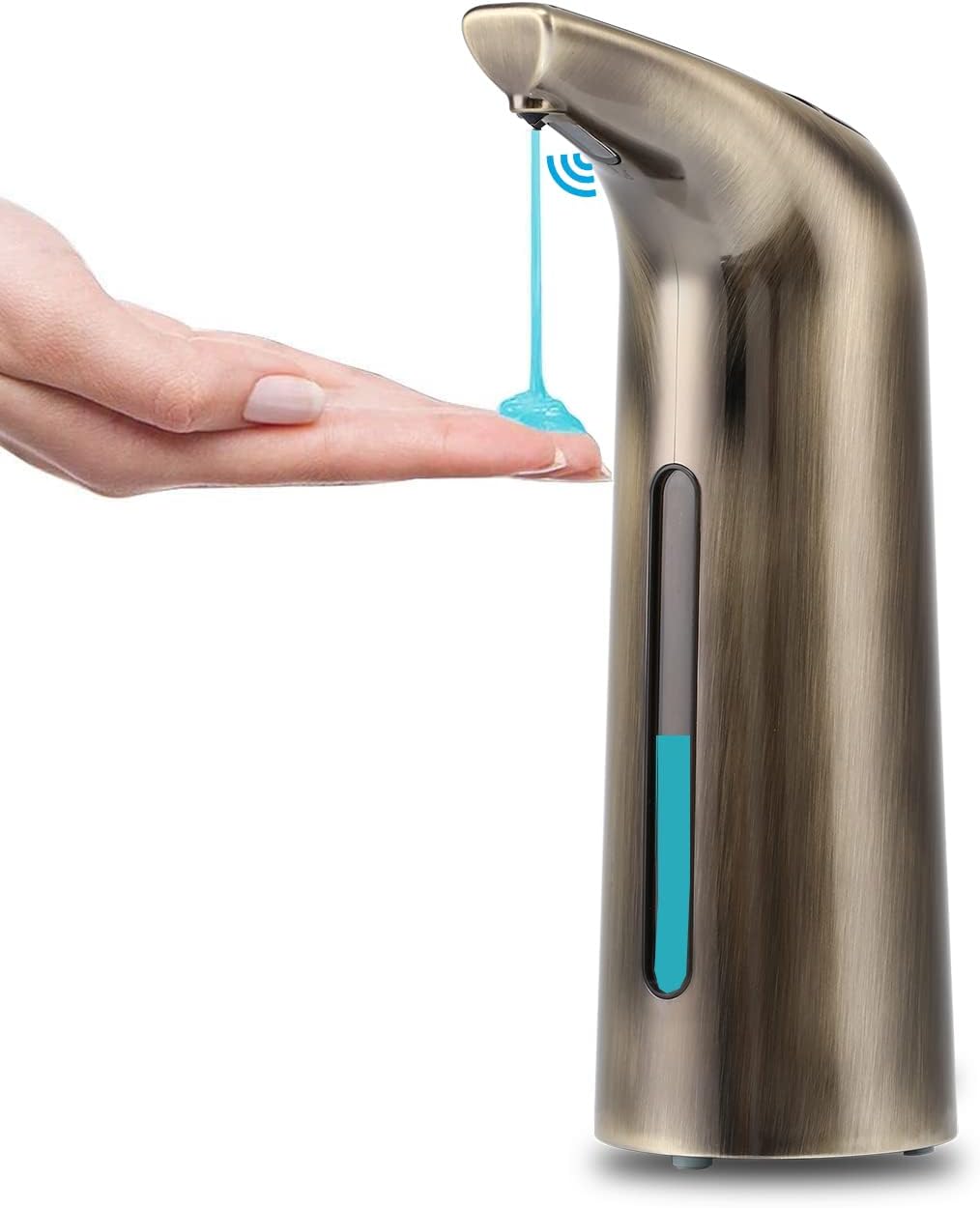 Automatyczny, wodoodporny dozownik mydła, 400 ml, brązowo-zielony, bezdotykowy dozownik mydła w płynie z czujnikiem ruchu na podczerwień, idealny