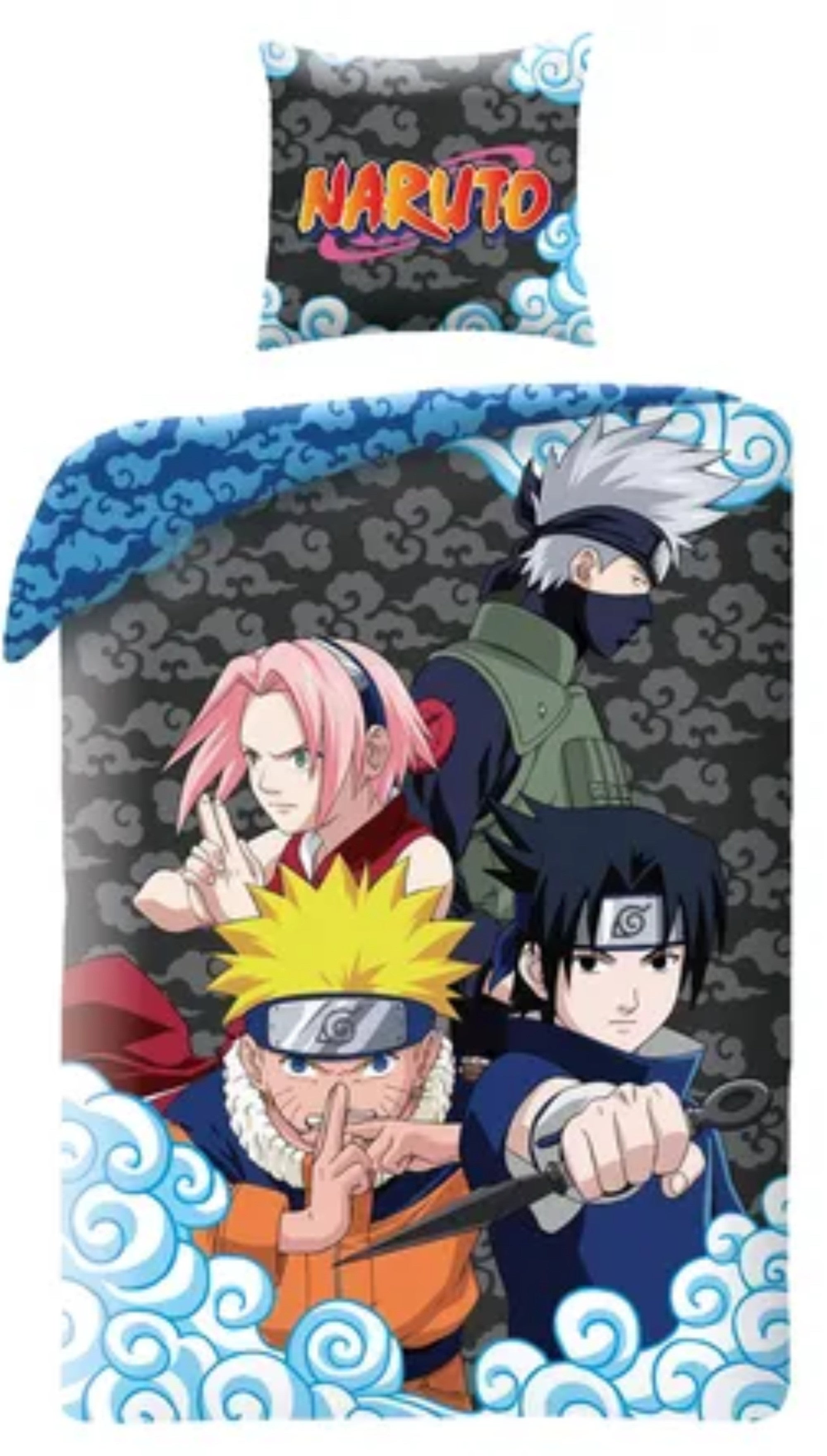 Parure De Lit Double Naruto & Sasuke - Housse De Couette 240x220 Cm + 2 Taies D'Oreiller Microfibre