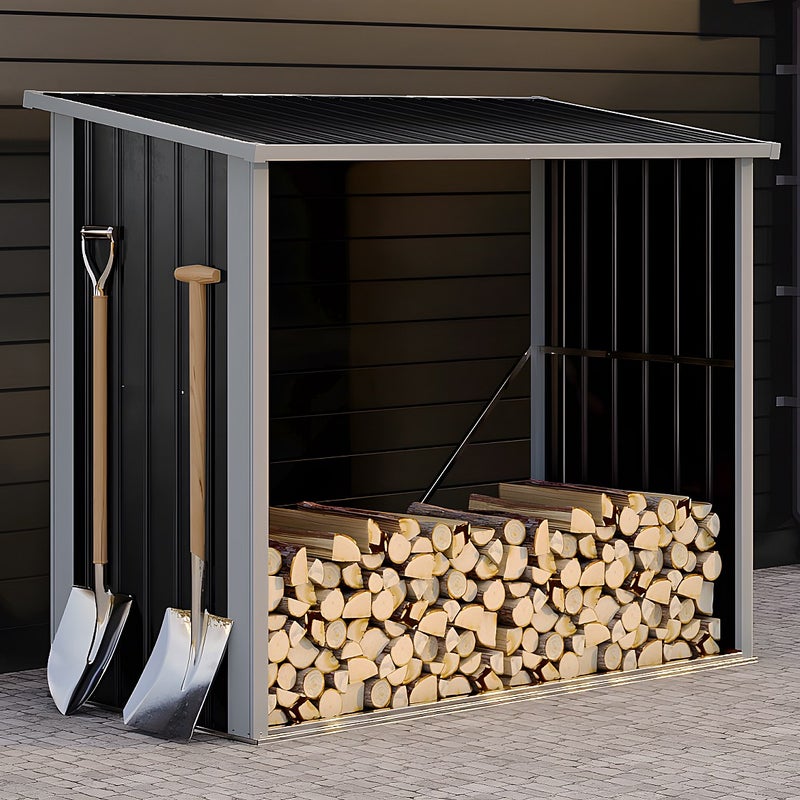 Wiata na drewno ze stali galwanizowanej 2,23 m3, dł. 182 × szer. 83 × wys. 148 cm – DERWOOD