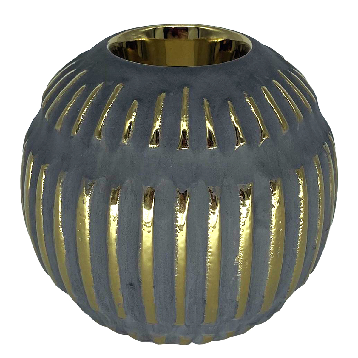 Origen home decor bola incienso jarrones y portavelas | jarrón gris redondo - 11x13x13cm