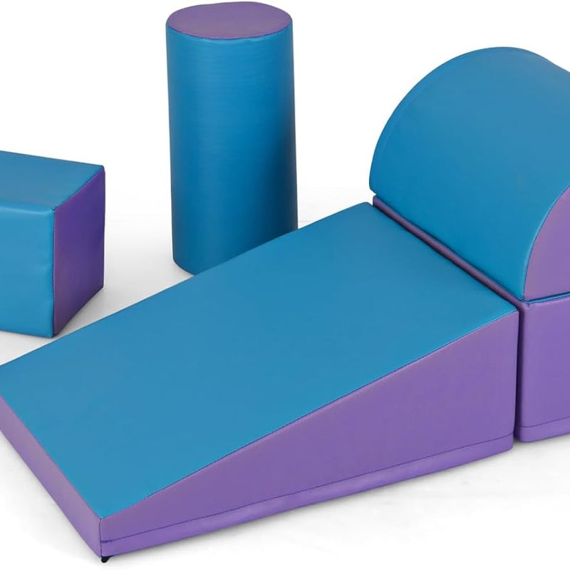 5 Szt. Tor Przeszkód dla Niemowląt, Moduł Motoryczny z Pianki PU z Wypełnieniem EPE dla Dzieci w Wieku Przedszkolnym (Niebieski + Fioletowy)