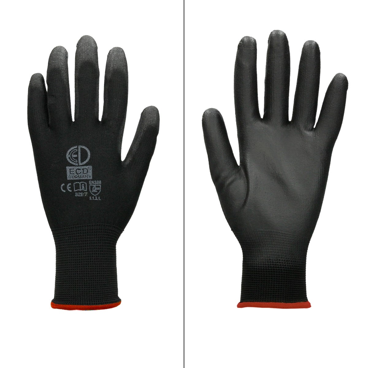 Ecd Germany 36 Paires De Gants De Travail En Pu, Taille 7-s, Couleur Noir, Gants De Mécanicien, Constructeurs, Pour Le Travail De Jardin - 2