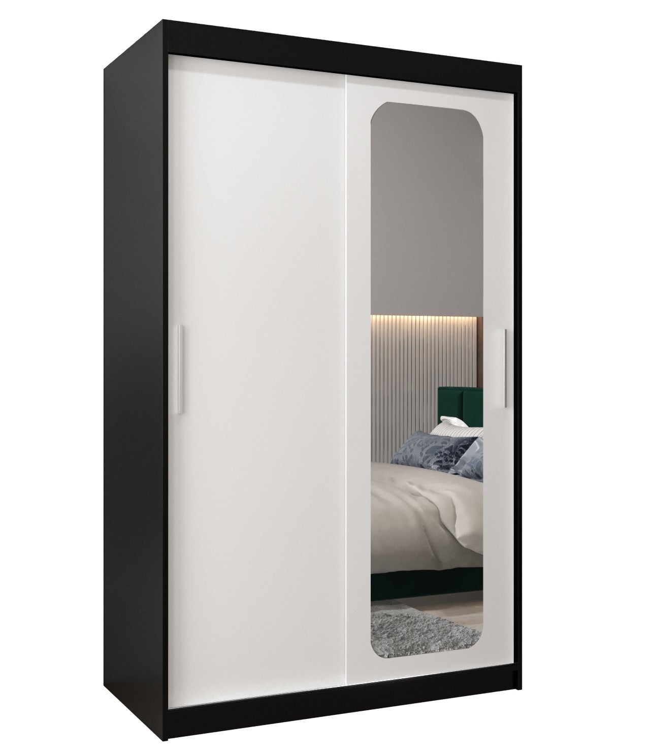 Szafa przesuwna garderoba PROMO T2 120 x 62 x 200 cm Czarny + Biały - Abiks Meble