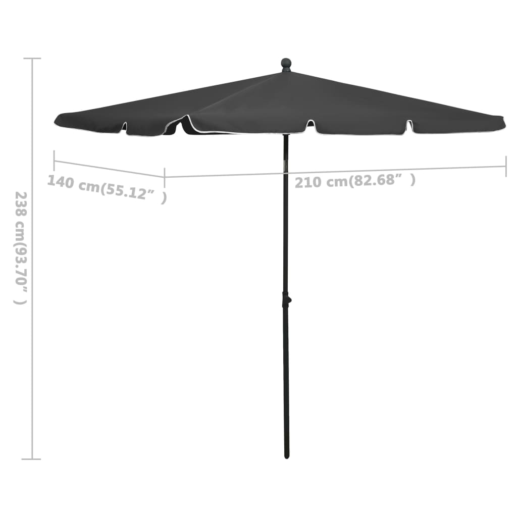 Parasol de jardin avec mât 210x140 Anthracite - 6