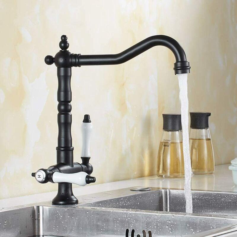 Grifo mezclador de cocina vintage, grifo de lavabo retro, asas