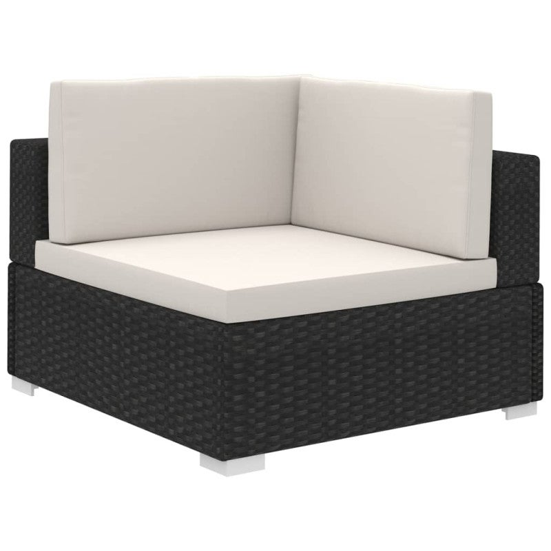 Set Divani da Giardino 6 pz con Cuscini in Polyrattan Nero vidaXL - 4