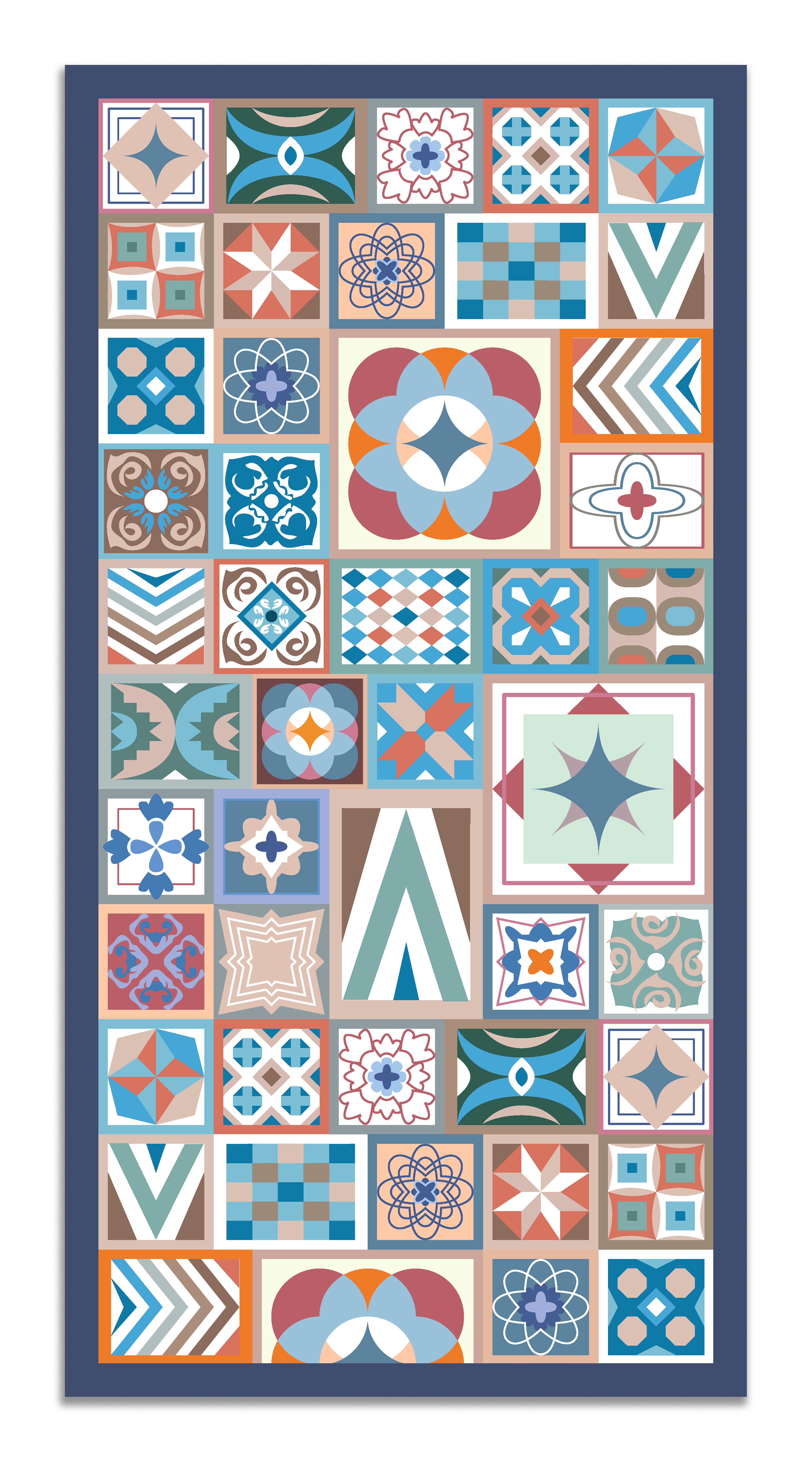 Panorama alfombra vinílica - alfombra de vinilo cocina, habitación, pasillo - decoración hogar - estilo hidráulica color multicolor 200x300 cm