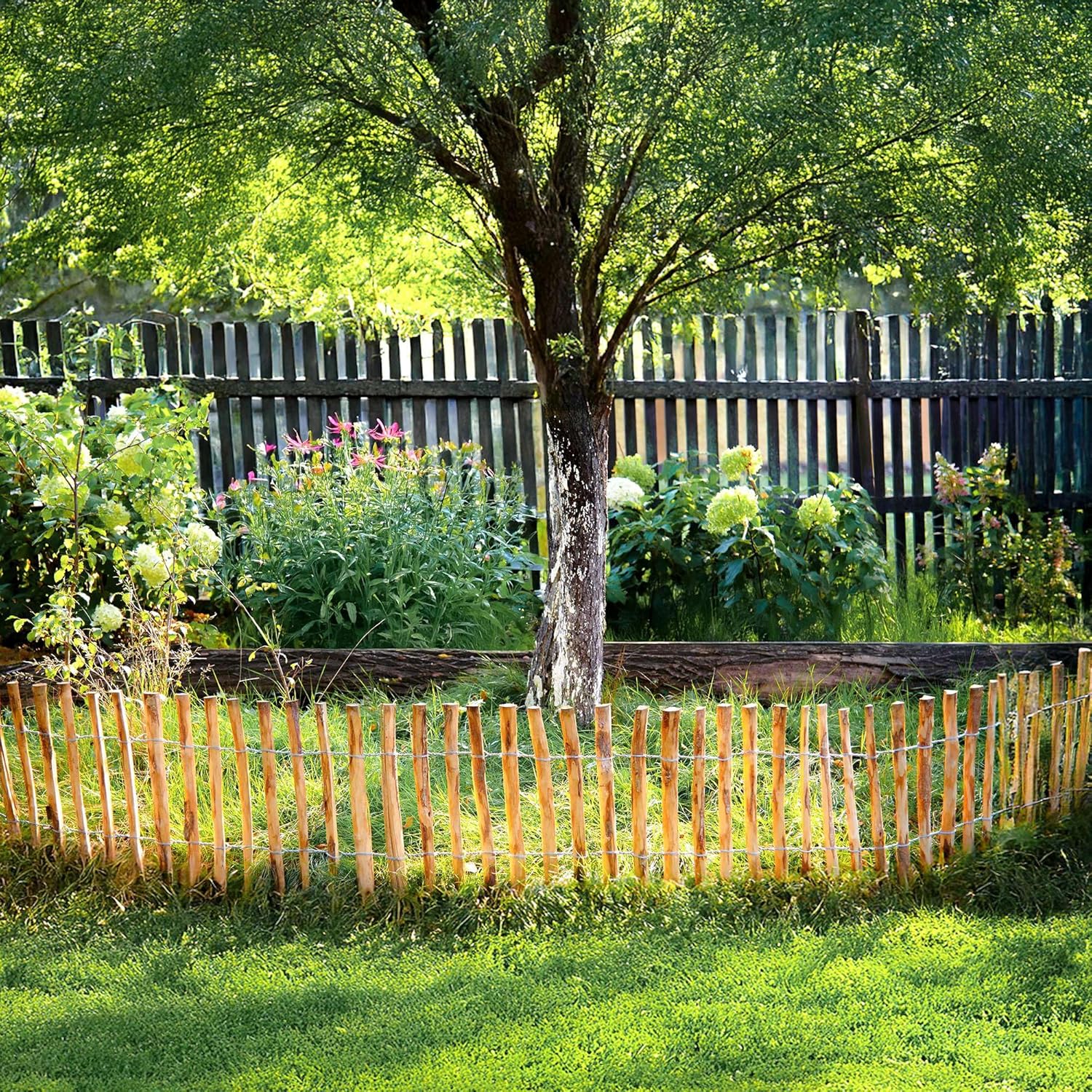 BOGATECO Clôture enroulable en bois noisetier | Clôture de jardin 60 cm de haut et 500 cm de long | Lattenabstand 4-5cm | Clôture en bois - 8