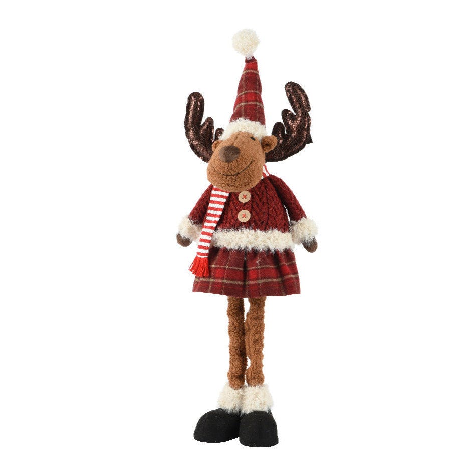 Renne Suédois à Longues Pattes Noël En Peluche – Décoration Ajustable 45-78 Cm – Ornement Festif Pour Maison & Enfants