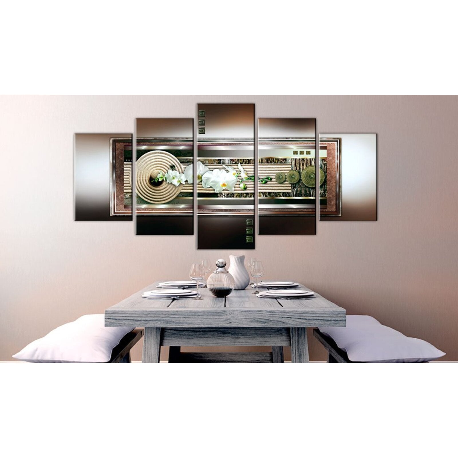 Tableau orchidée zen en or - 200 x 100 cm - 2