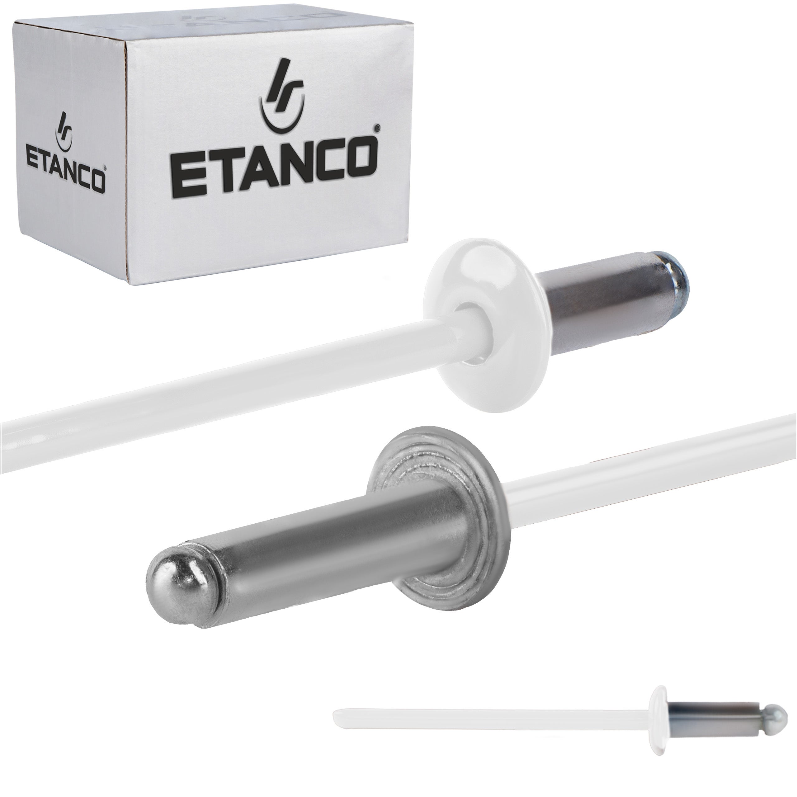 Nity otwarte aluminiowe Etanco Lakierowane RAL 9010 3,2x8 mm 500szt
